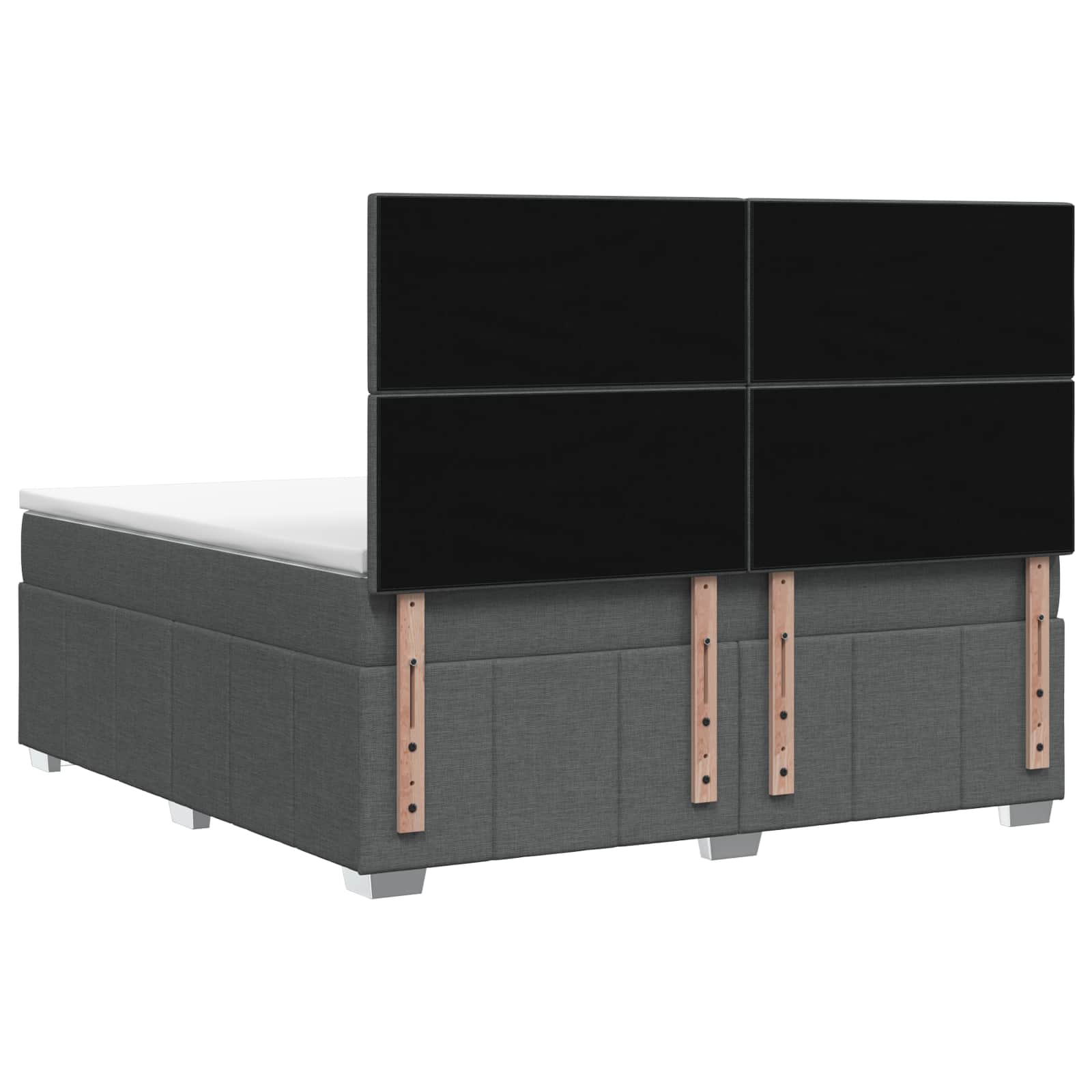 LED Box Spring Bed with Mattress Dark Grey 160 x 200 cm Fabric