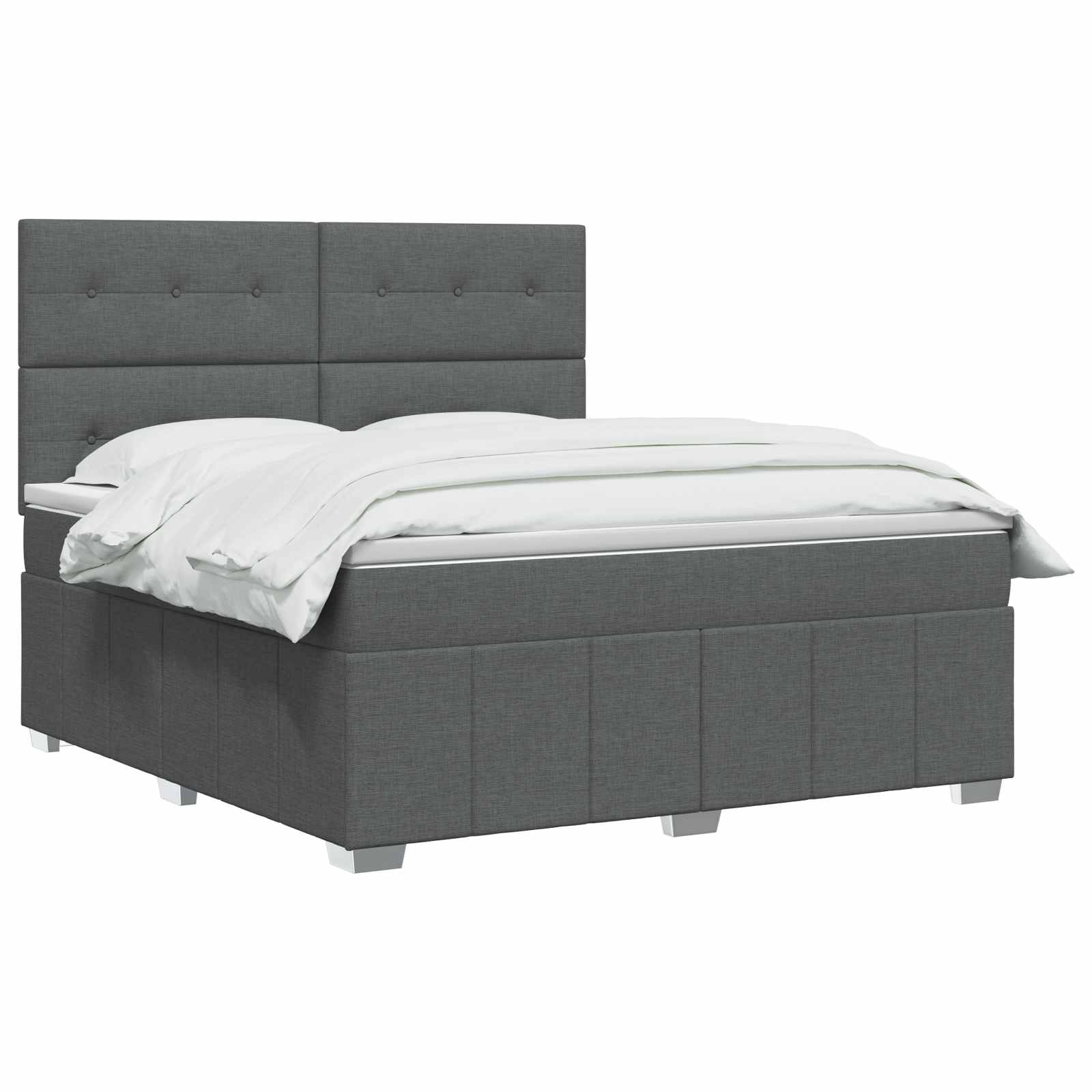 LED Box Spring Bed with Mattress Dark Grey 160 x 200 cm Fabric