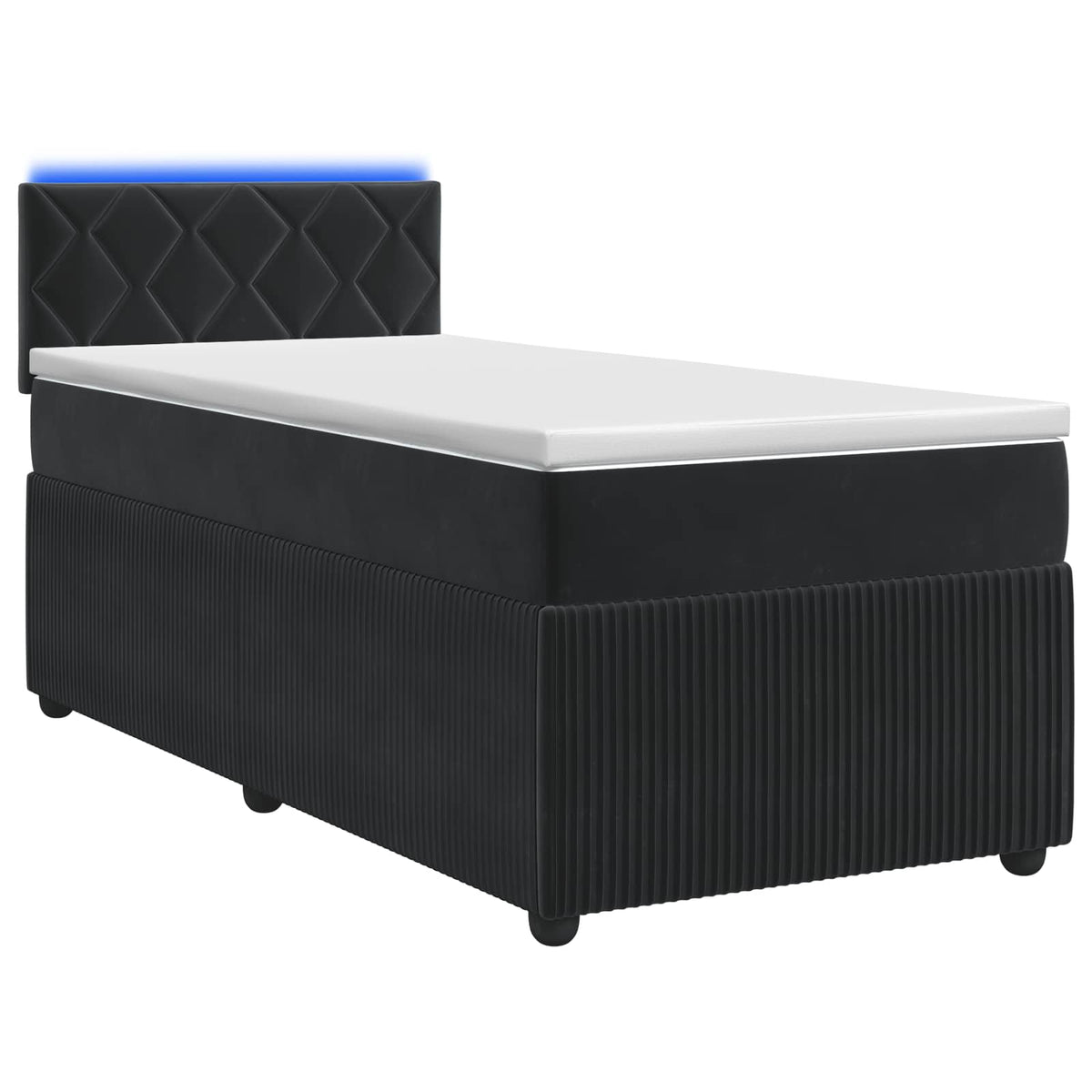 LED Box Spring Bed with Mattress Black 100 x 200 cm Velvet