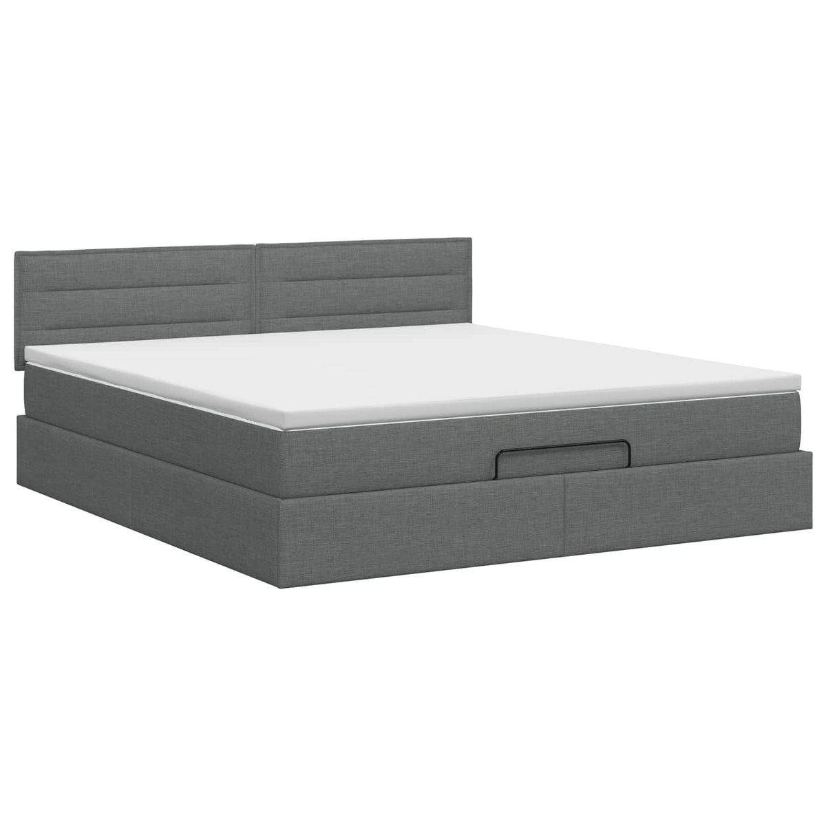 Ottoman Bed with Mattress Dark Grey 152 x 203 cm Fabric