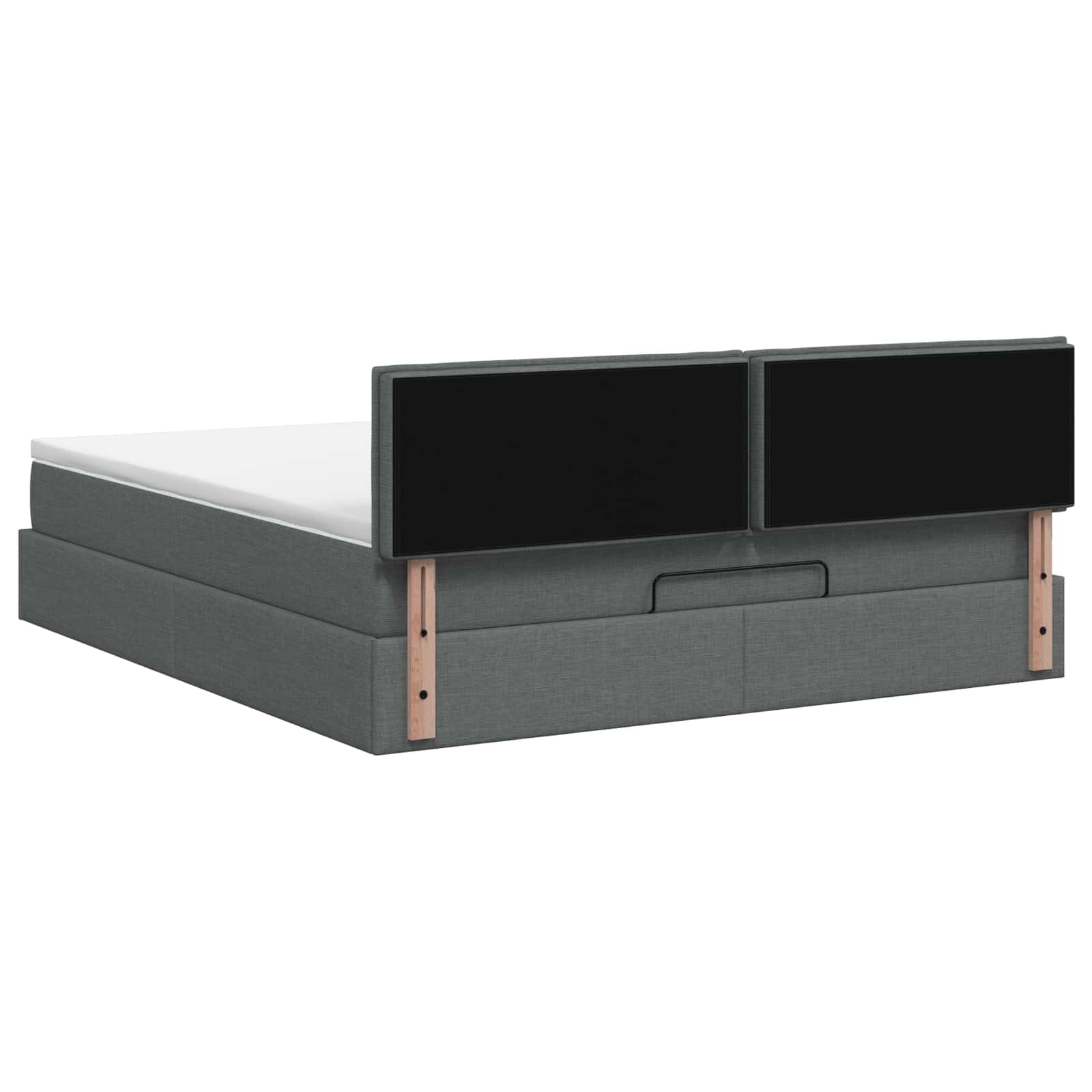 Ottoman Bed with Mattress Dark Grey 152 x 203 cm Fabric