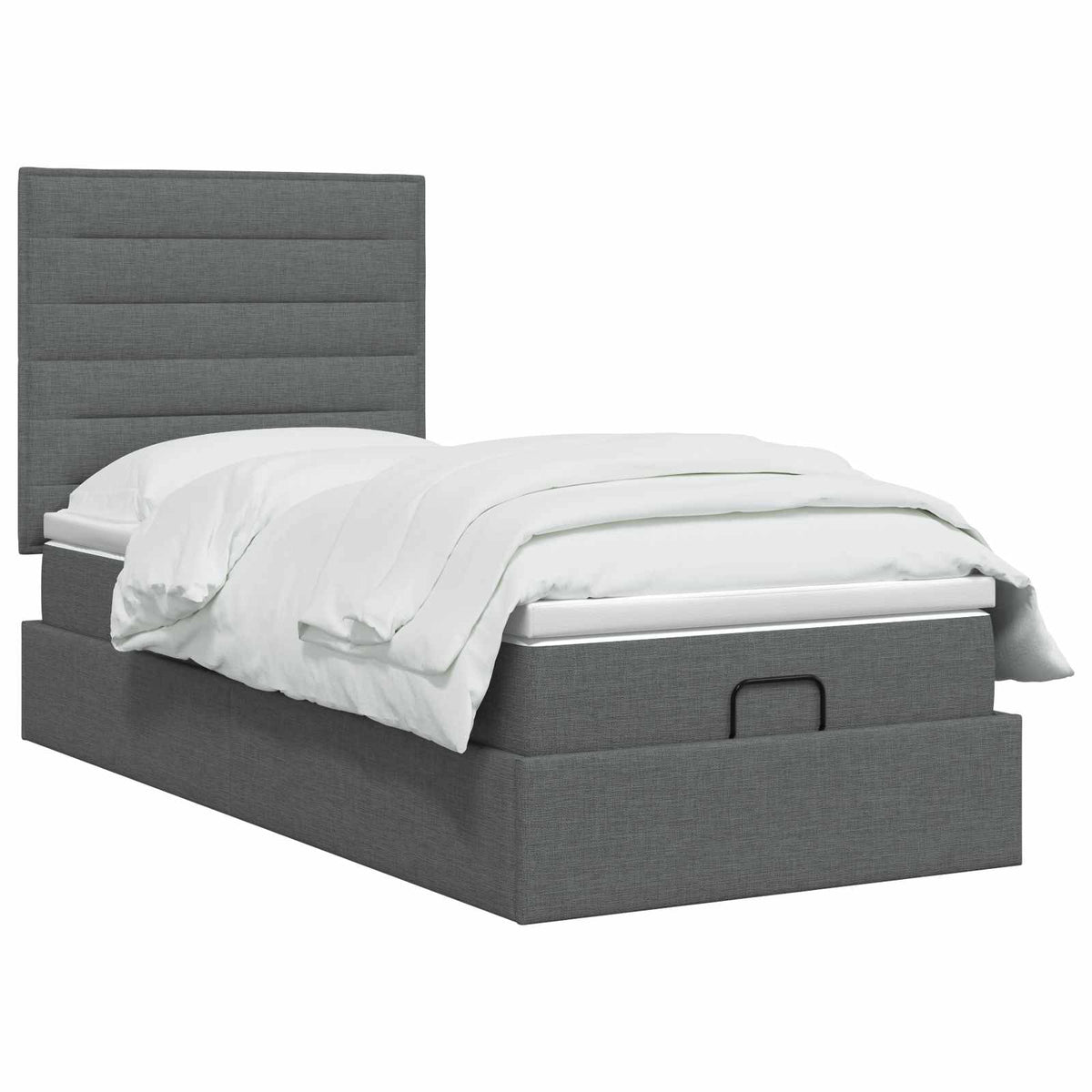 Ottoman Bed with Mattress Dark Grey 107 x 203 cm Fabric