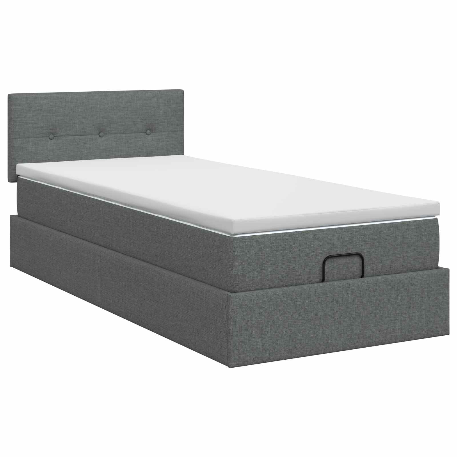 Ottoman Bed with Mattress Dark Grey 107 x 203 cm Fabric