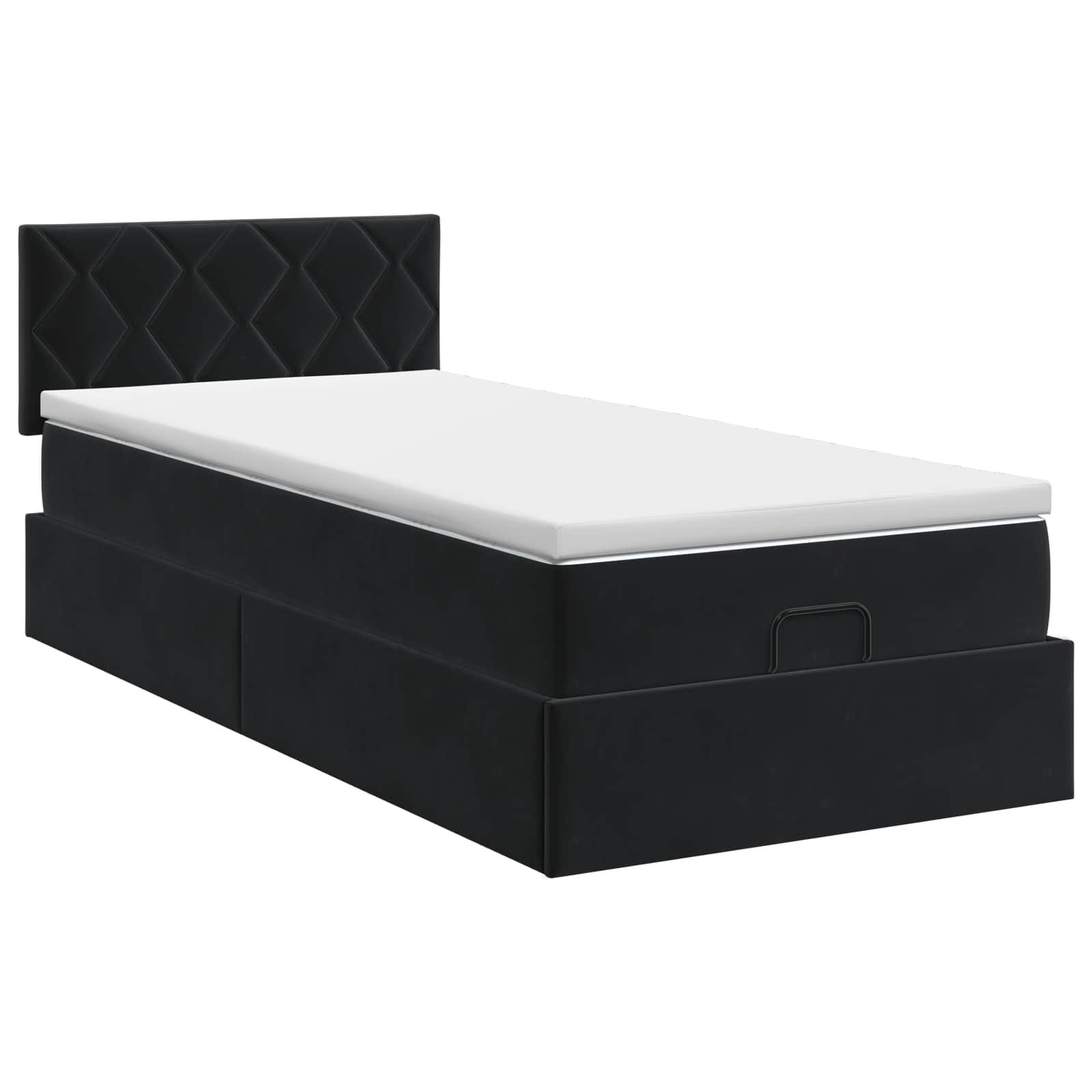Ottoman Bed with Mattress Black 100 x 200 cm Velvet