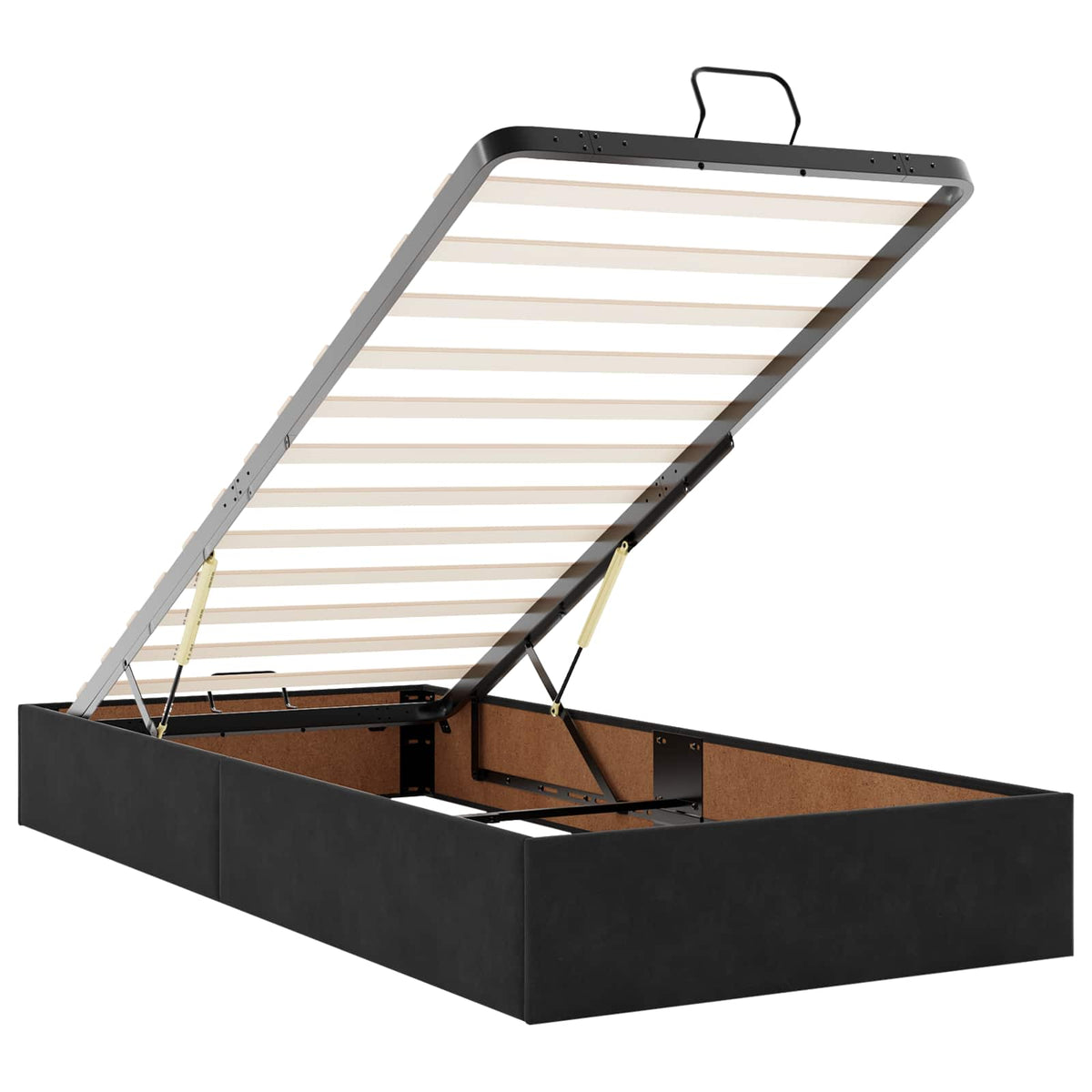 Ottoman Bed with Mattress and LED Black King Single Velvet