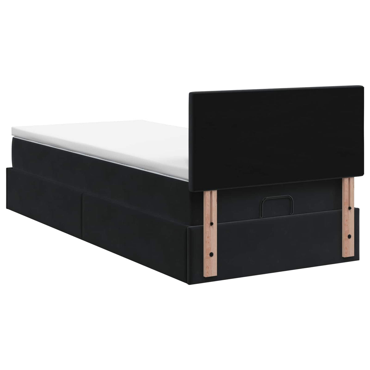Ottoman Bed with Mattress and LED Black King Single Velvet
