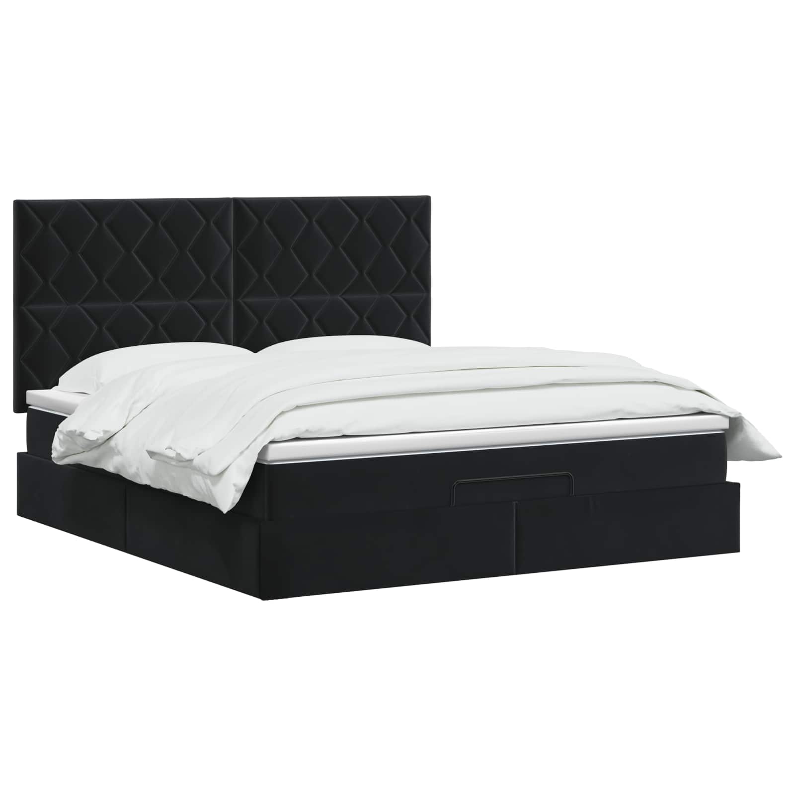 Ottoman Bed with Mattress Black 137 x 190 cm Velvet