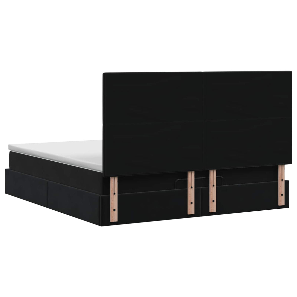 Ottoman Bed with Mattress and LED Black Double Velvet