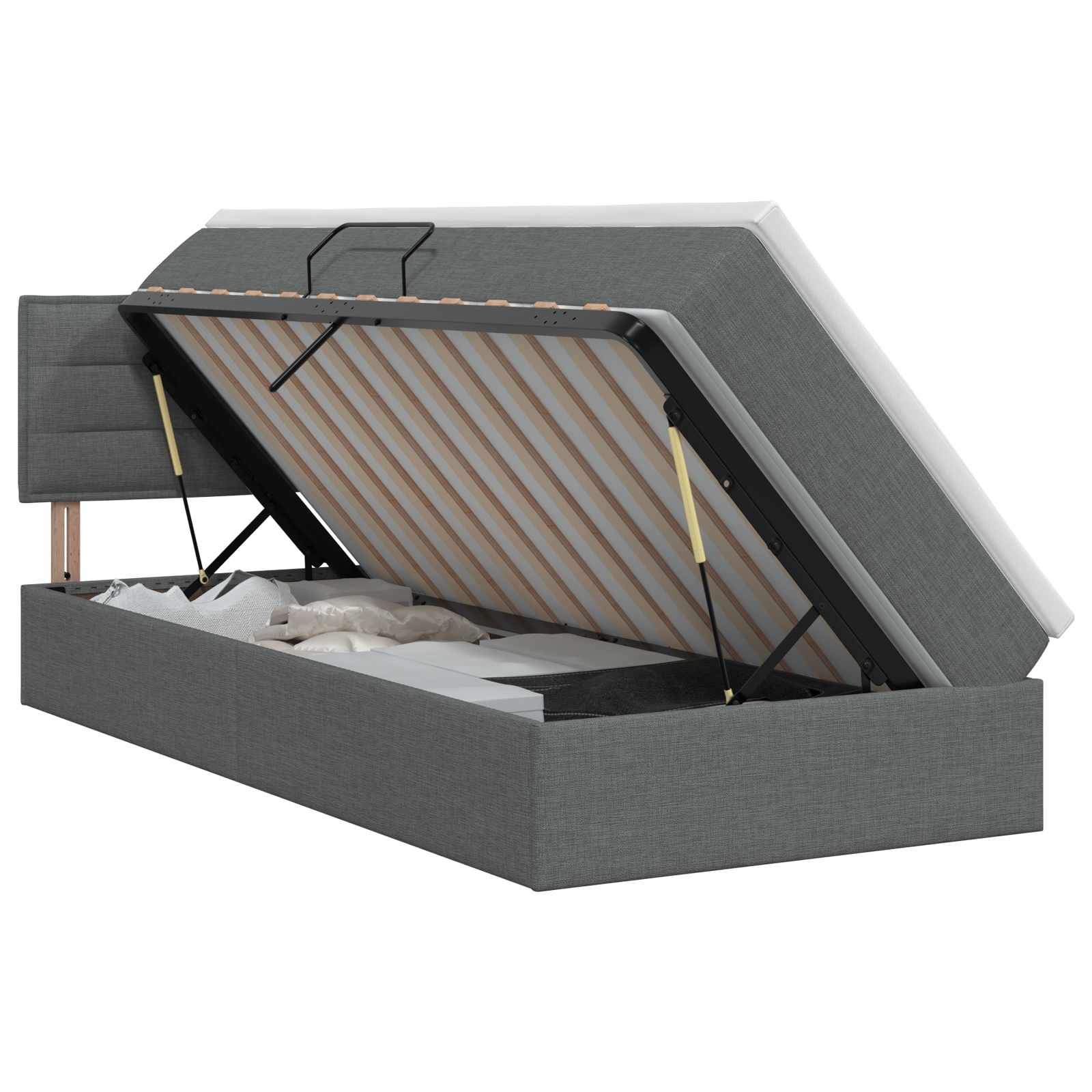 Storage Bed with Headboard 107 x 203 cm Fabric
