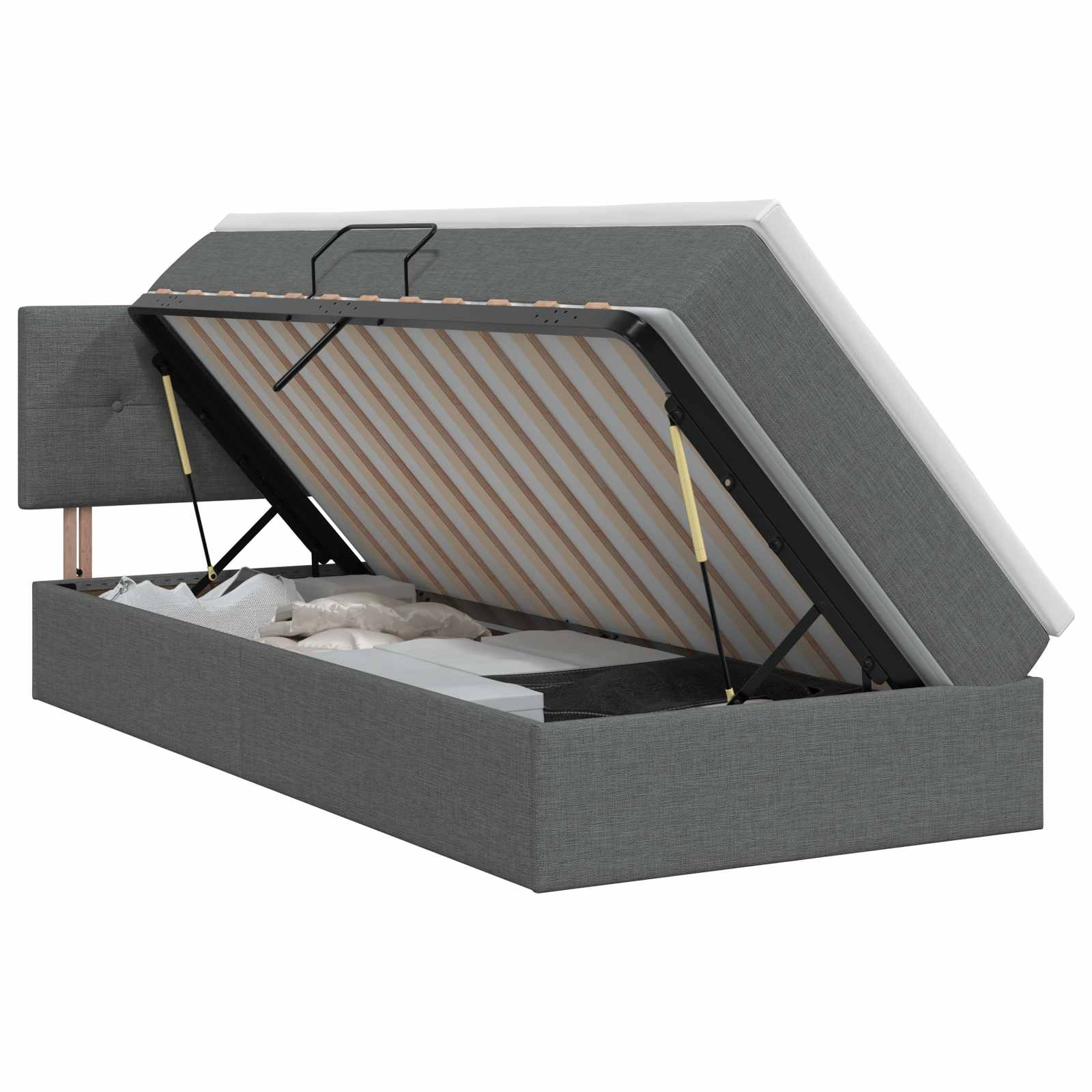 Storage Bed with Headboard 107 x 203 cm Fabric