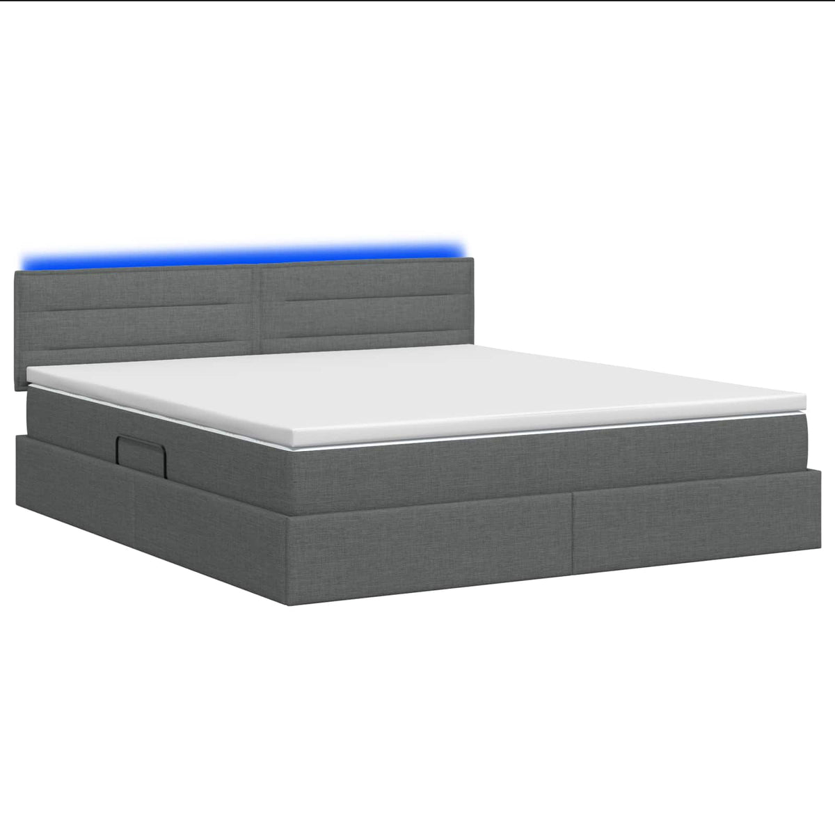 LED Storage Bed with Mattress Dark Grey 140 x 190 cm Fabric