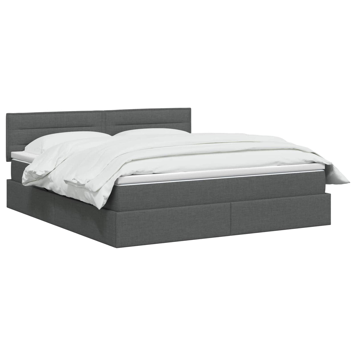 LED Storage Bed with Mattress Dark Grey 140 x 190 cm Fabric