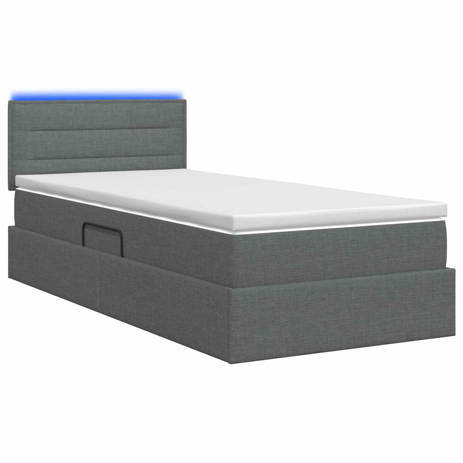 LED Storage Bed with Mattress Dark Grey 100 x 200 cm Fabric