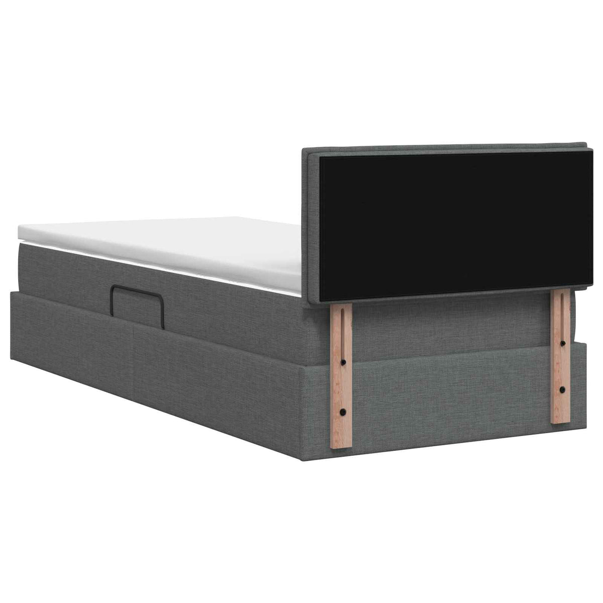 LED Storage Bed with Mattress Dark Grey 100 x 200 cm Fabric