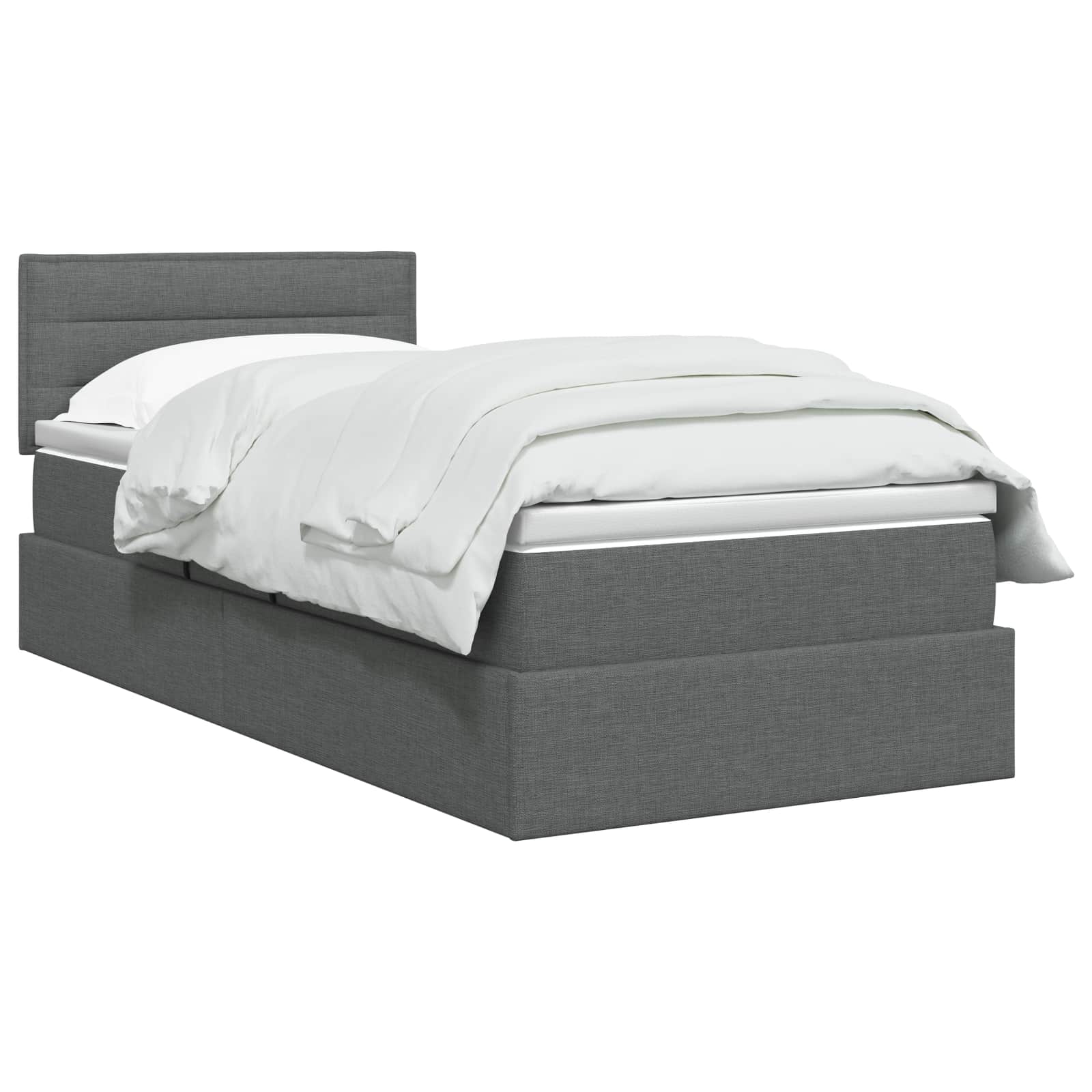 LED Storage Bed with Mattress Dark Grey 100 x 200 cm Fabric
