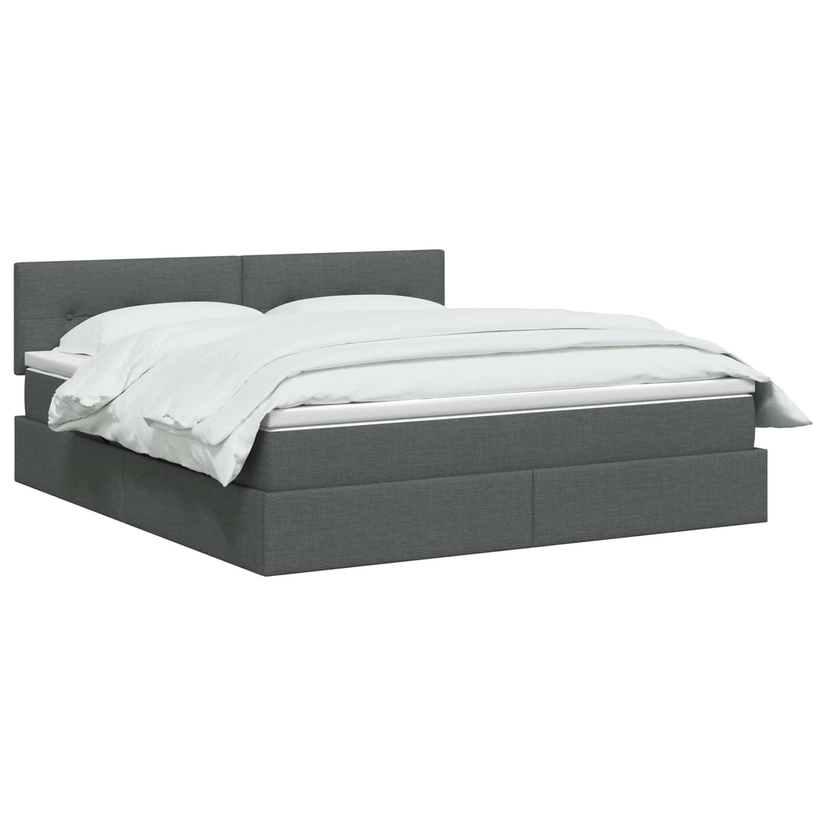 LED Storage Bed with Mattress Dark Grey 160 x 200 cm Fabric