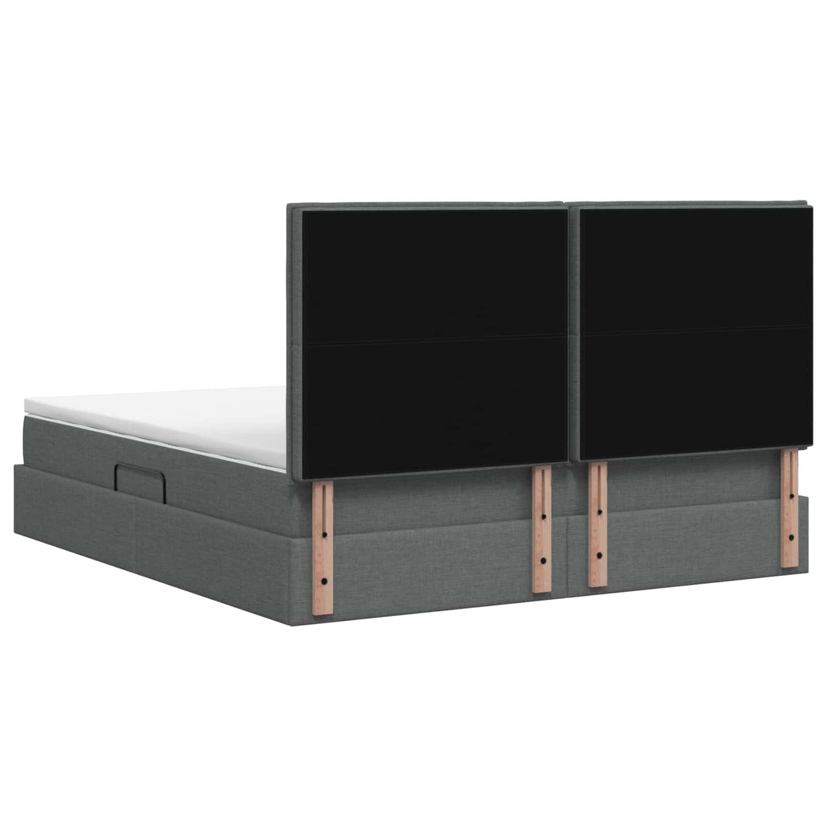 LED Storage Bed with Mattress Dark Grey 140 x 190 cm Fabric