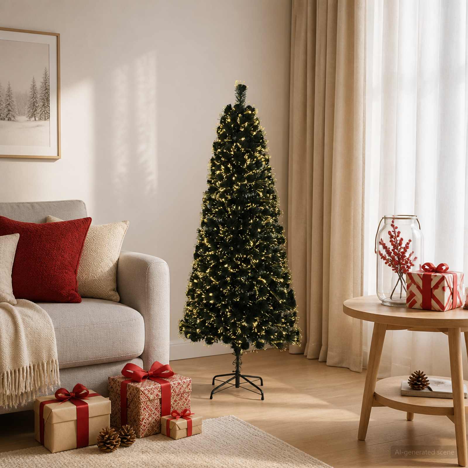 Fiber Optic Christmas Tree 120 cm 12 LEDs Warm White PVC Green