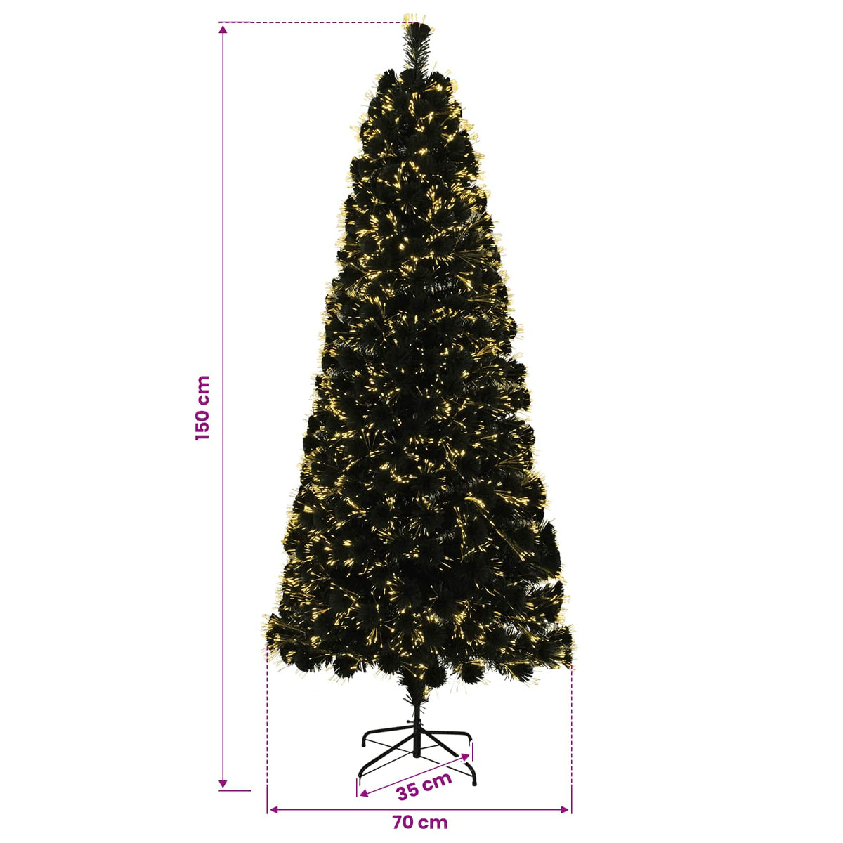 Fiber Optic Christmas Tree 150 cm 24 LEDs Warm White PVC Green