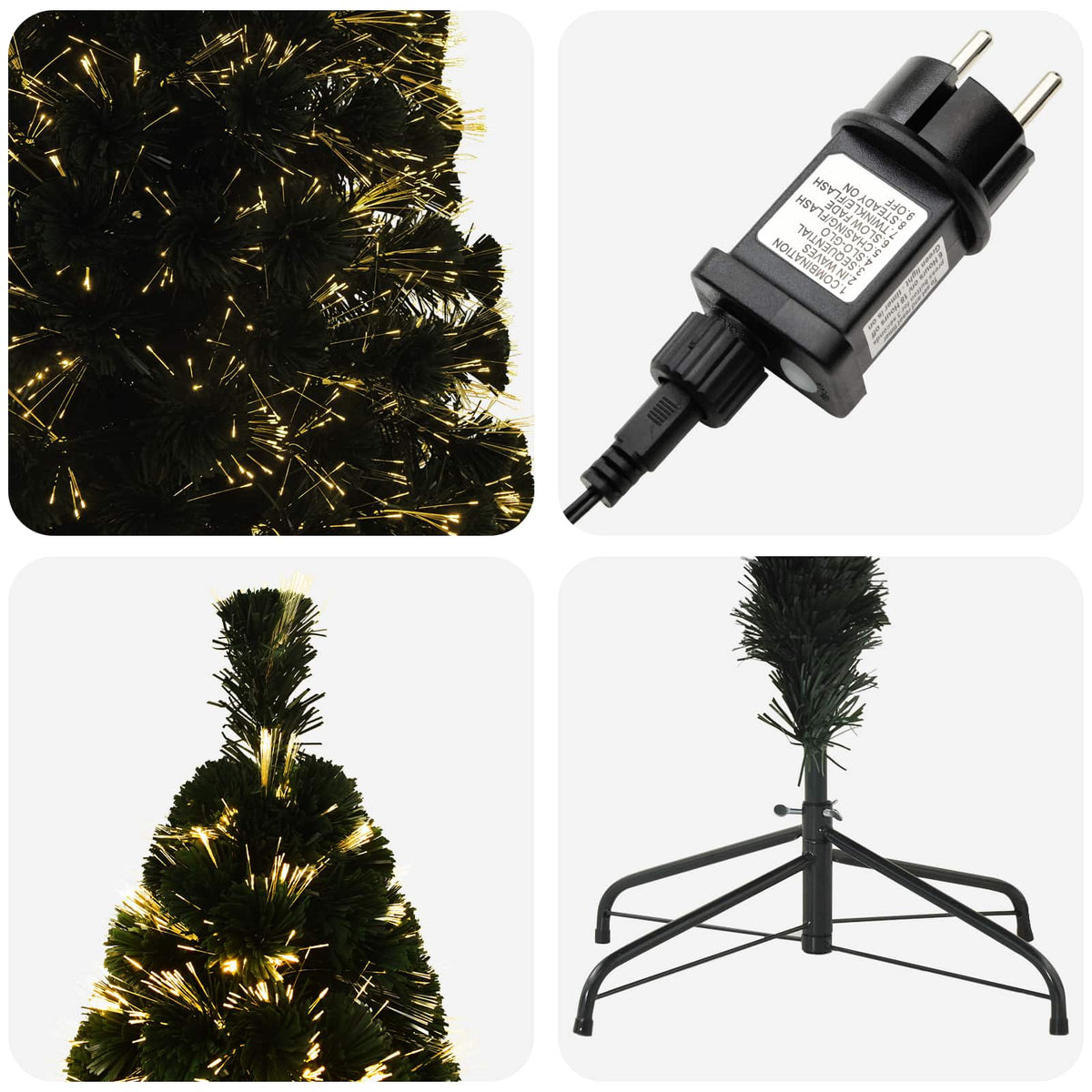 Fiber Optic Christmas Tree 180 cm 24 LEDs Warm White PVC Green