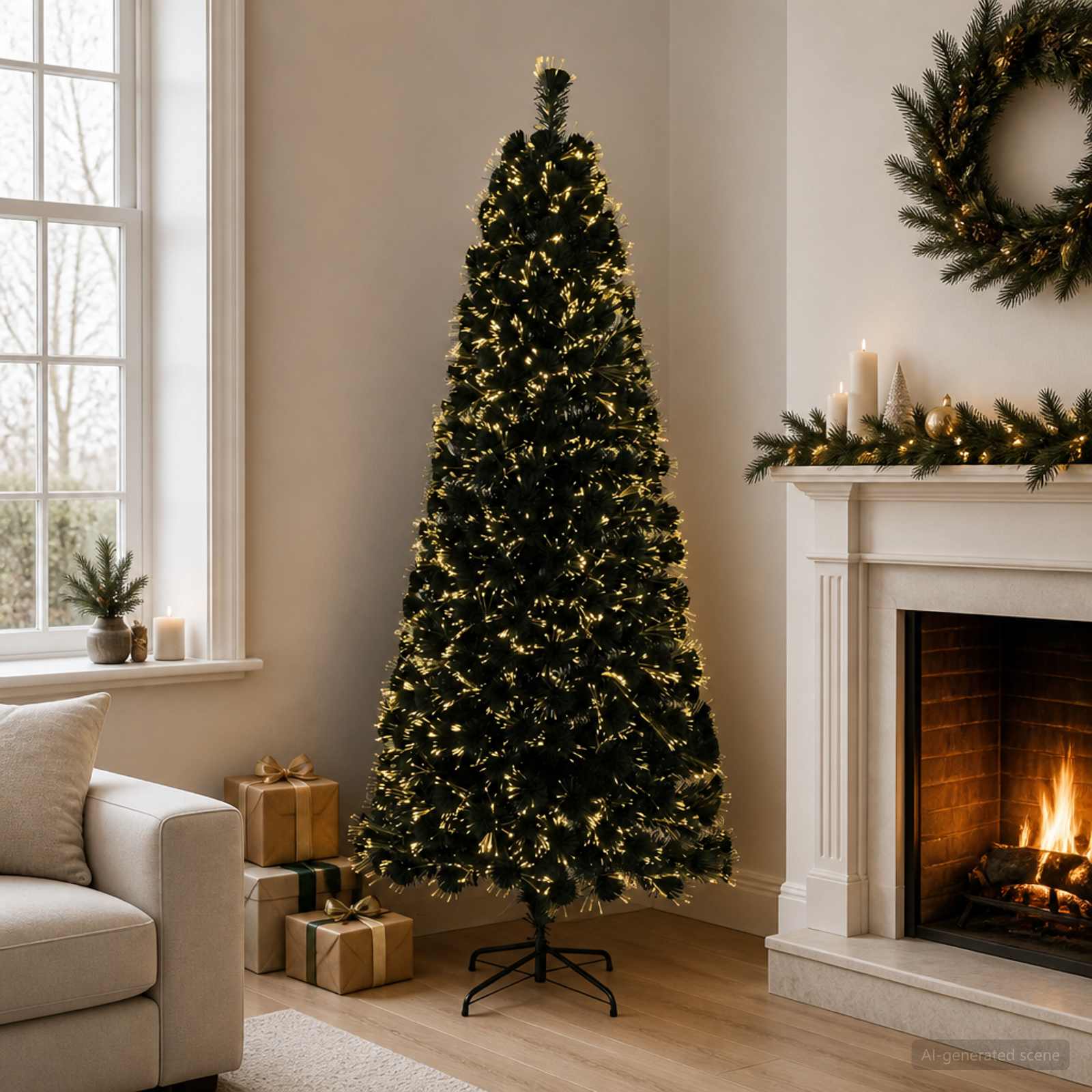 Fiber Optic Christmas Tree 180 cm 24 LEDs Warm White PVC Green