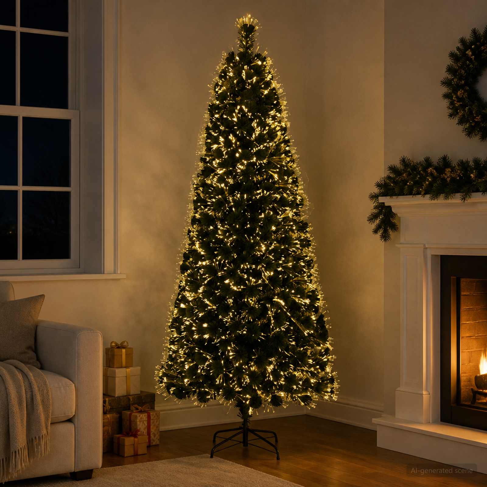 Fiber Optic Christmas Tree 180 cm 24 LEDs Warm White PVC Green