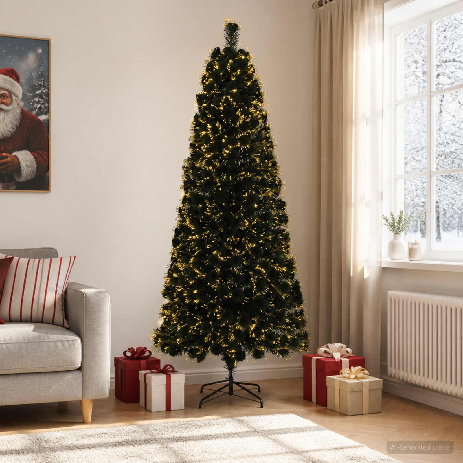 Fiber Optic Christmas Tree 210 cm 24 LEDs Warm White PVC Green