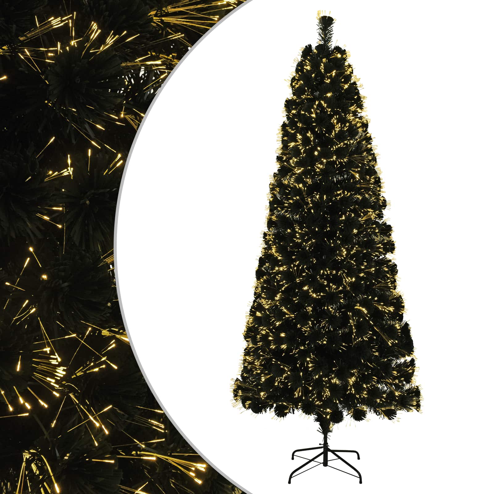 Fiber Optic Christmas Tree 210 cm 24 LEDs Warm White PVC Green