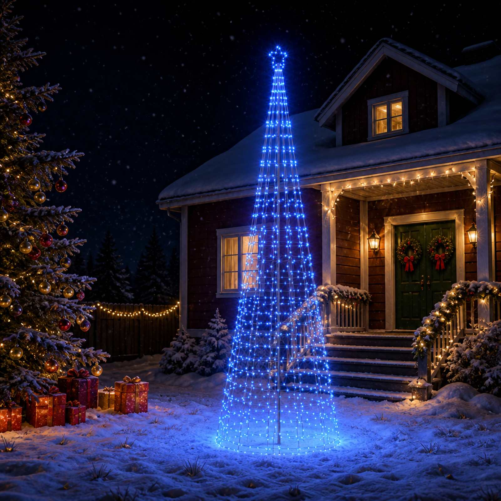 LED Christmas Tree with Spikes 500 cm 1534 LEDs Blue Steel