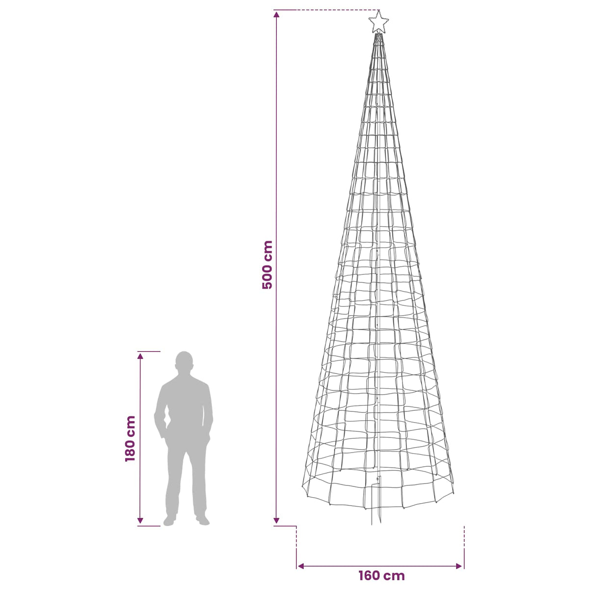 LED Christmas Tree with Spikes 500 cm 1534 LEDs Blue Steel