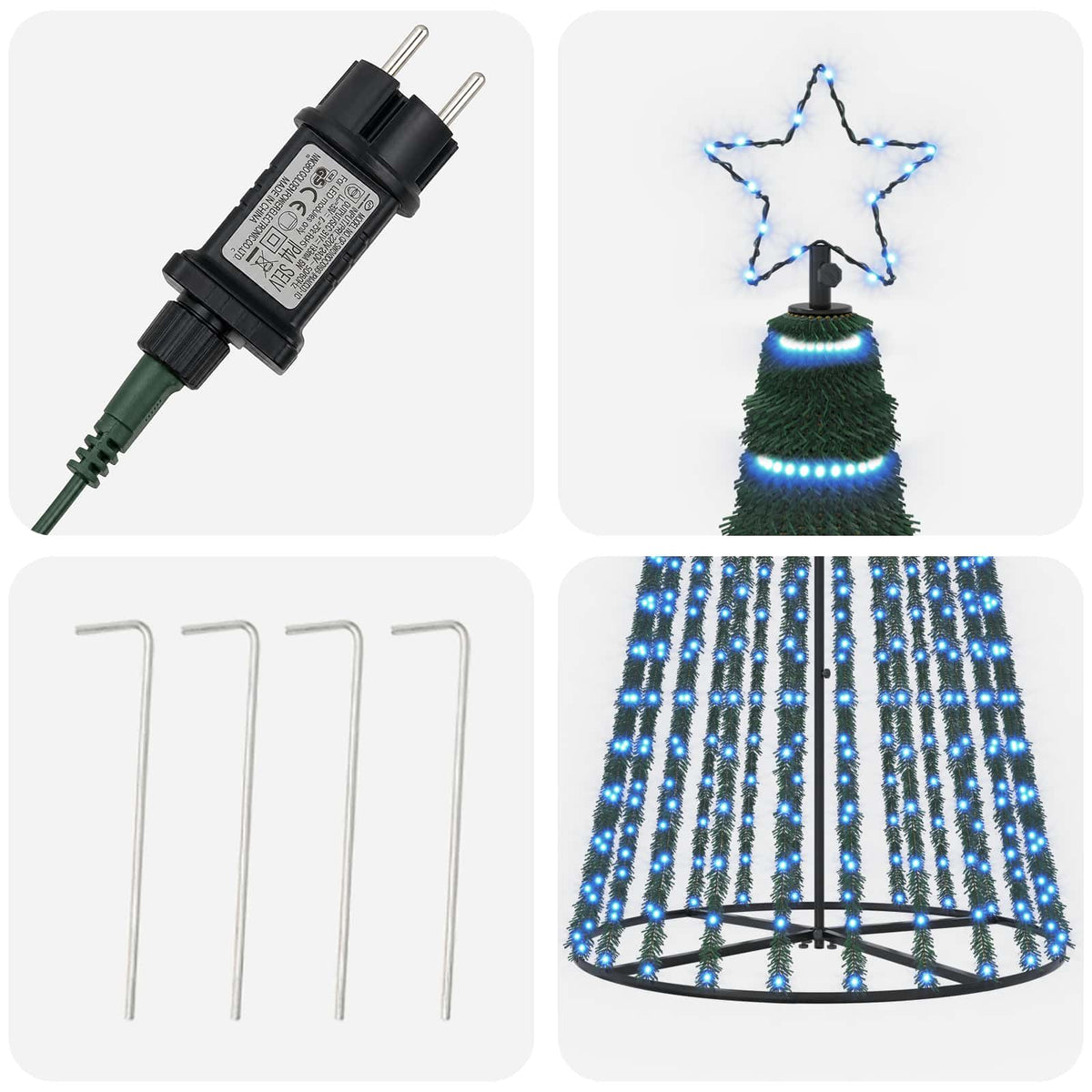 LED Christmas Tree 250 cm 475 LEDs Blue Steel Black