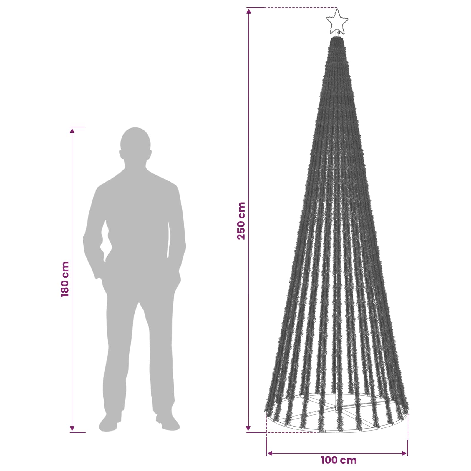 LED Christmas Tree 250 cm 475 LEDs Blue Steel Black