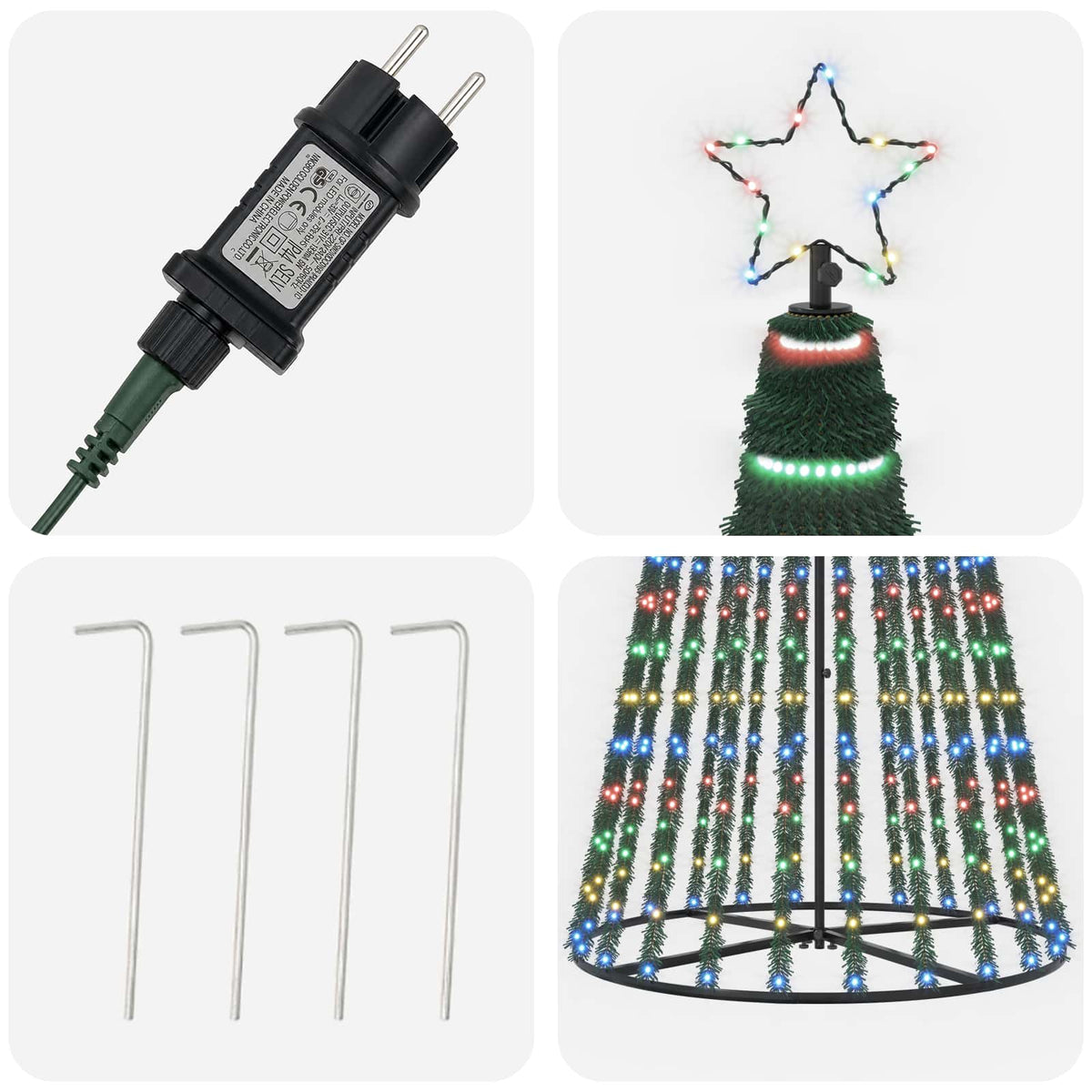 LED Christmas Tree 300 cm 668 LEDs Multicolour Steel Black