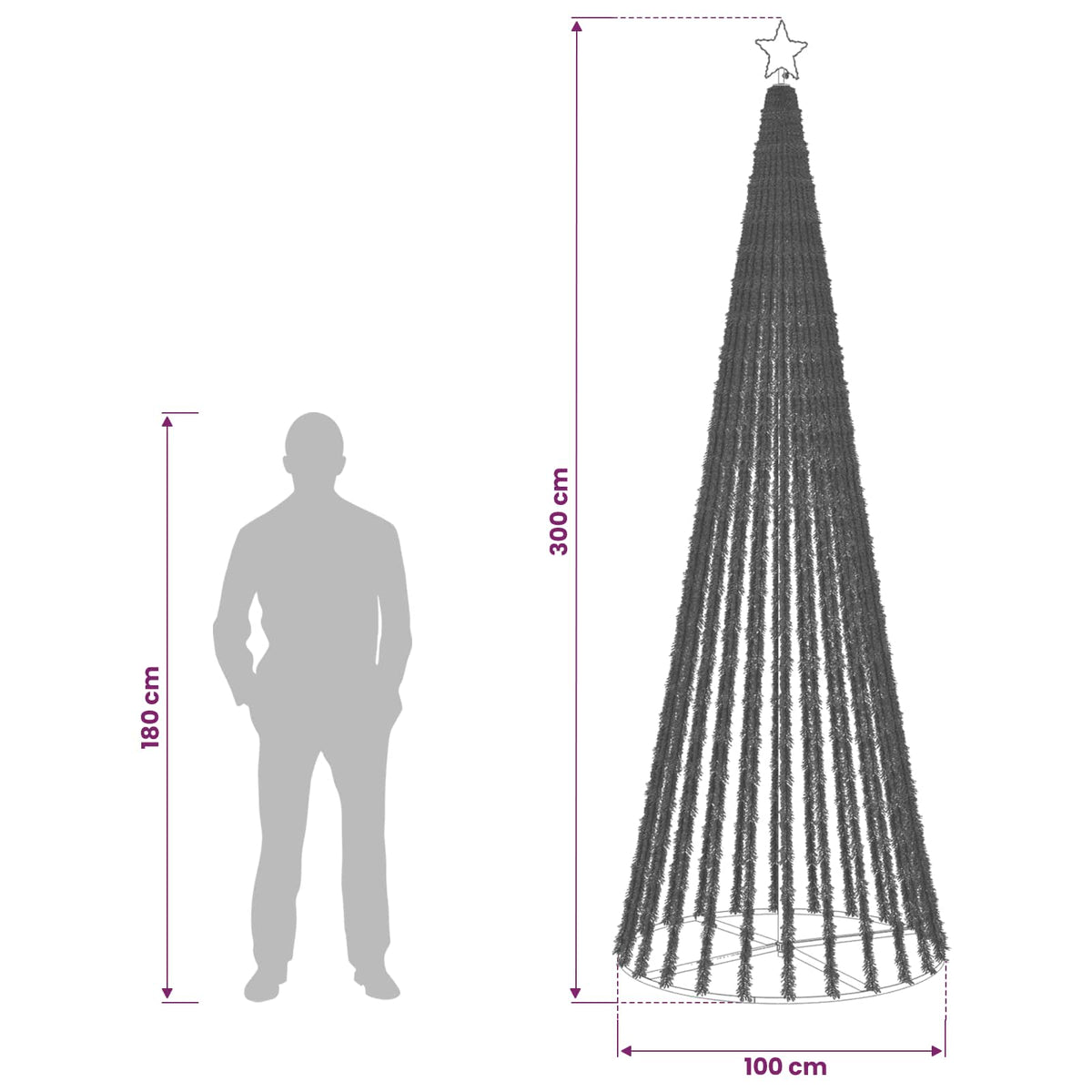 LED Christmas Tree 300 cm 668 LEDs Multicolour Steel Black
