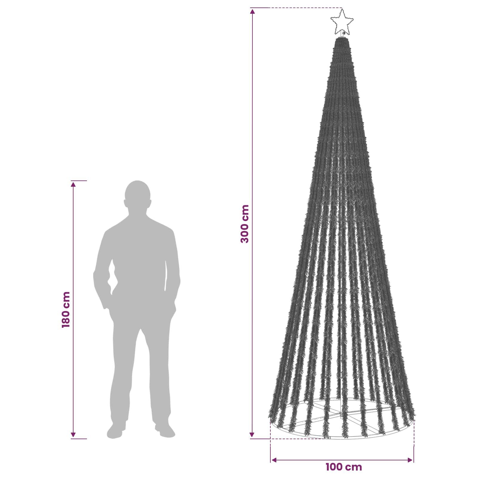 LED Christmas Tree 300 cm 668 LEDs Multicolour Steel Black