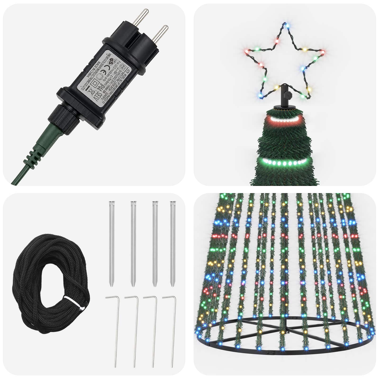 LED Christmas Tree 400 cm 1028 LEDs Multicolour Steel Black