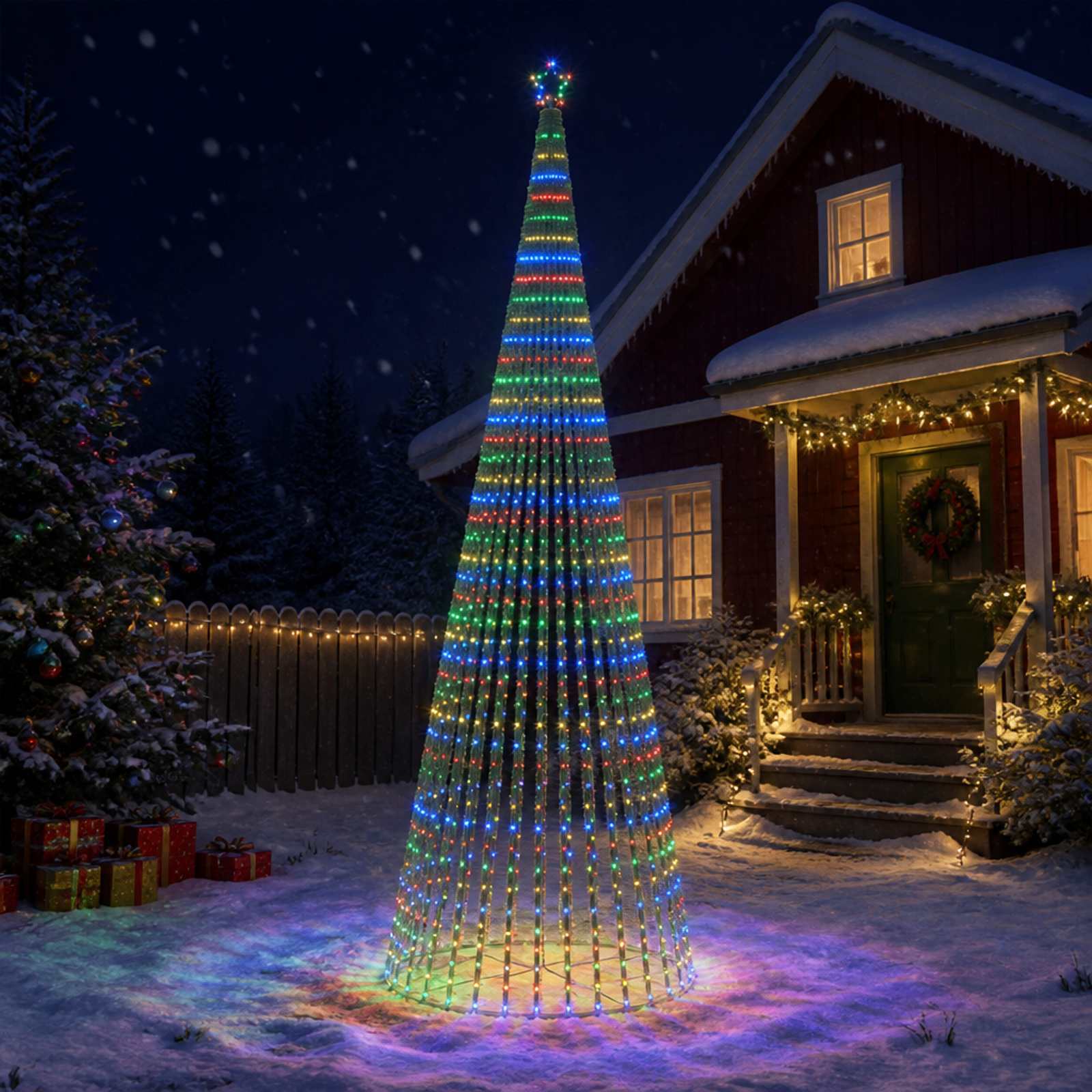 LED Christmas Tree 500 cm 1524 LEDs Multicolour Steel Black