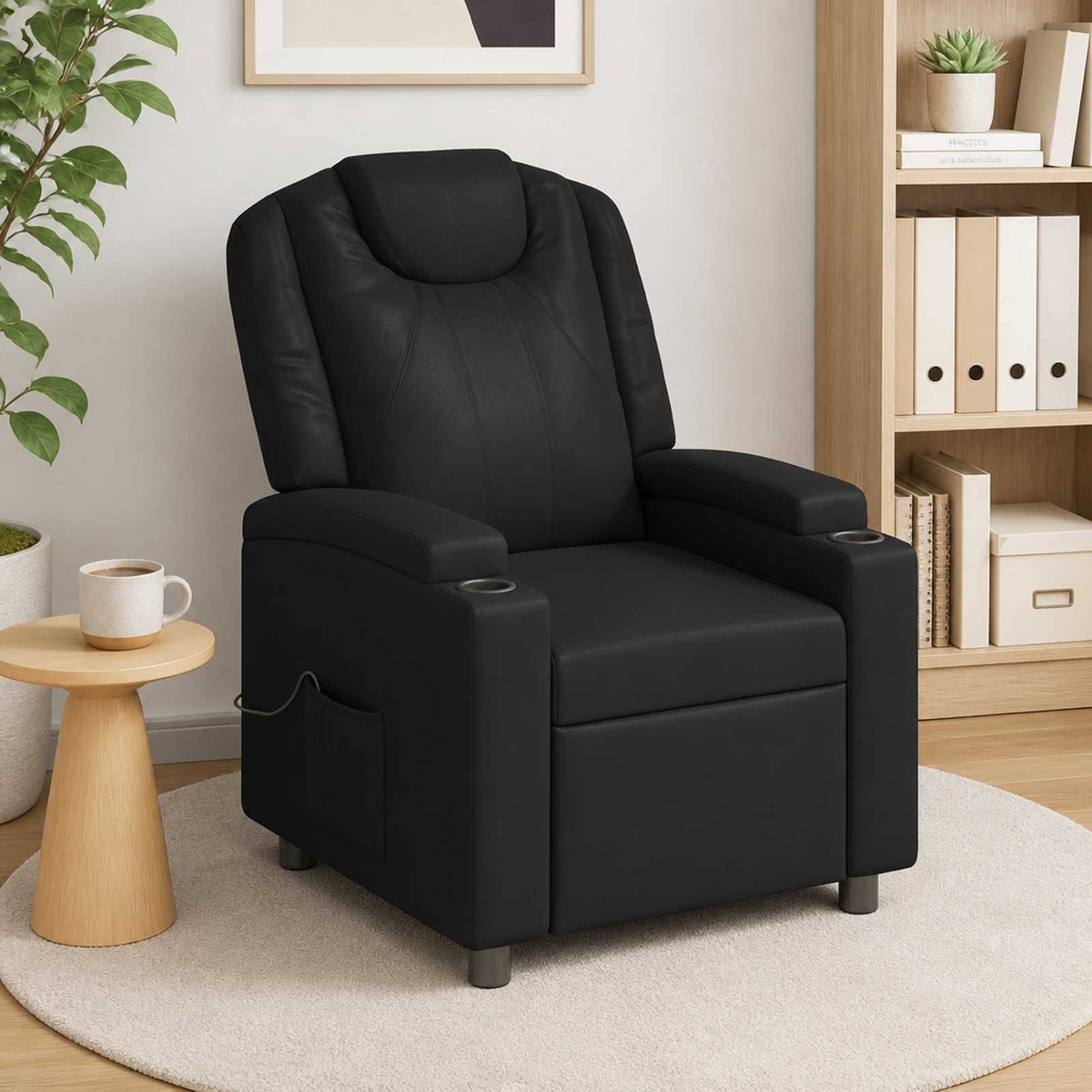 Recliner Massage Chair Black 75 x 95 x 106 cm Fabric
