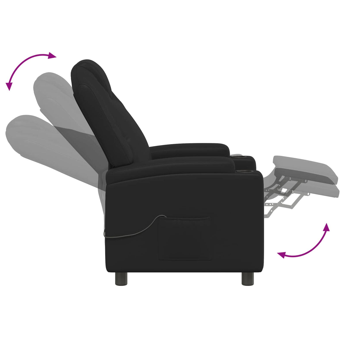 Recliner Massage Chair Black 75 x 95 x 106 cm Fabric