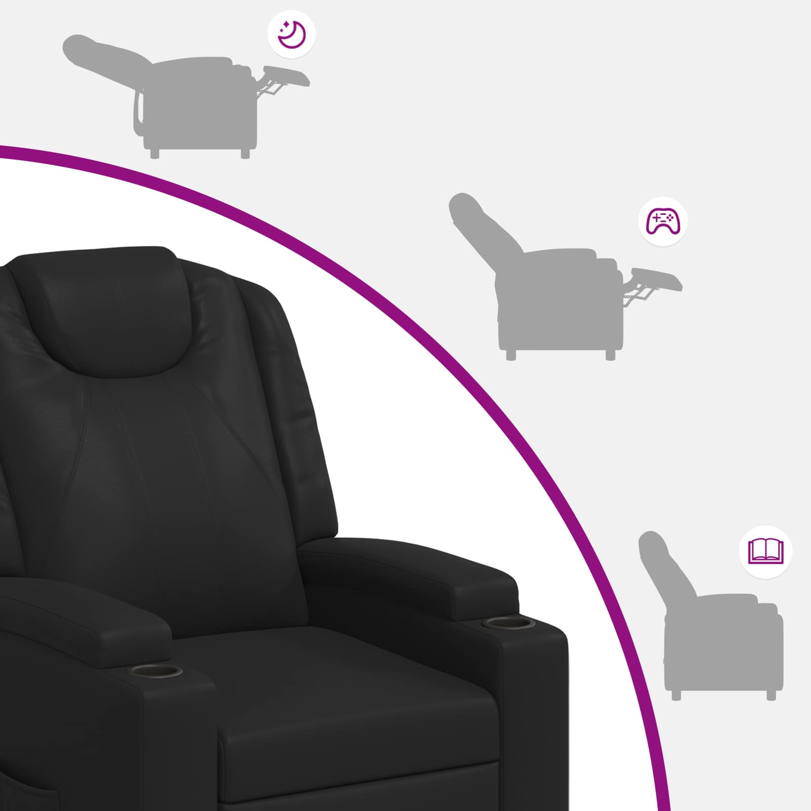 Recliner Massage Chair Black 75 x 95 x 106 cm Fabric