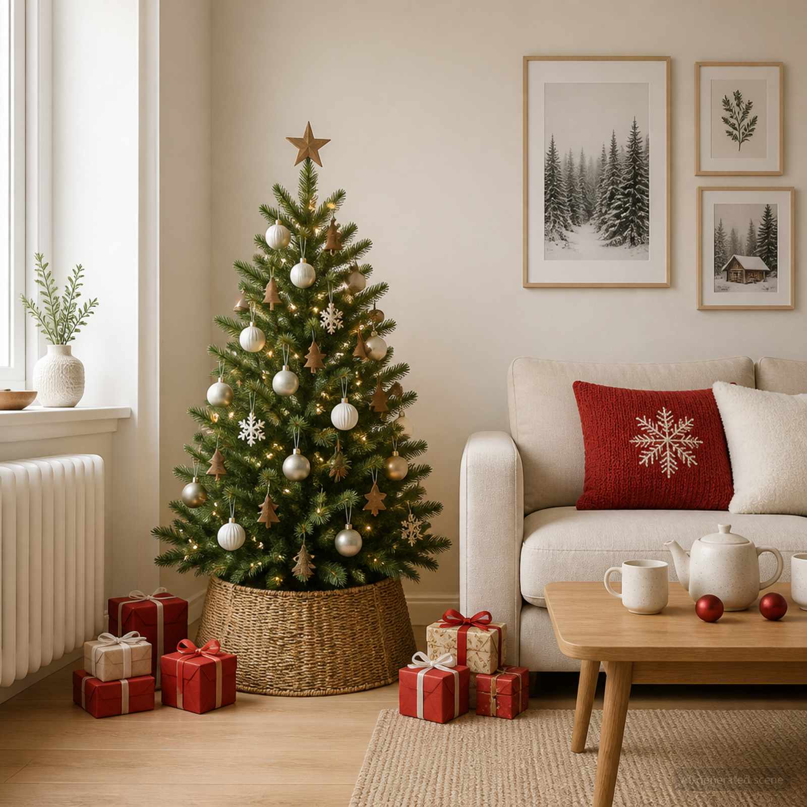 Christmas Tree Collar Round Natural Dia. 45 x 22 cm Seagrass