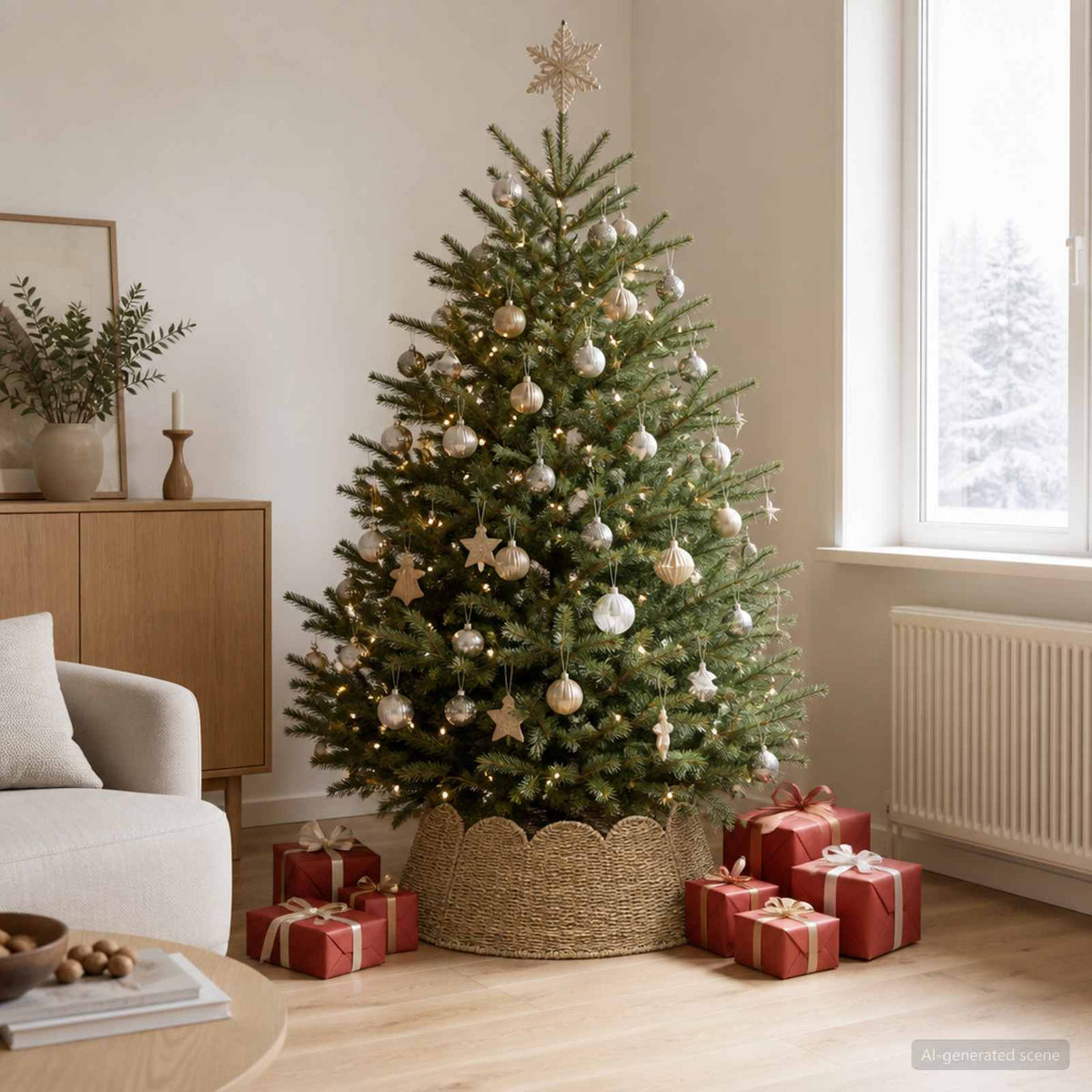 Christmas Tree Collar Round Natural Dia. 60 x 22 cm Seagrass