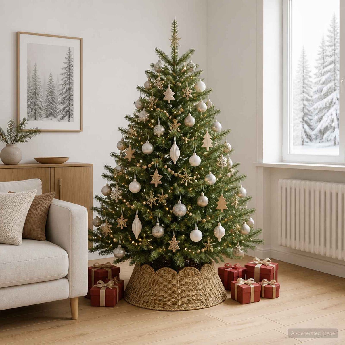 Christmas Tree Collar Round Natural Dia. 75 x 25 cm Seagrass