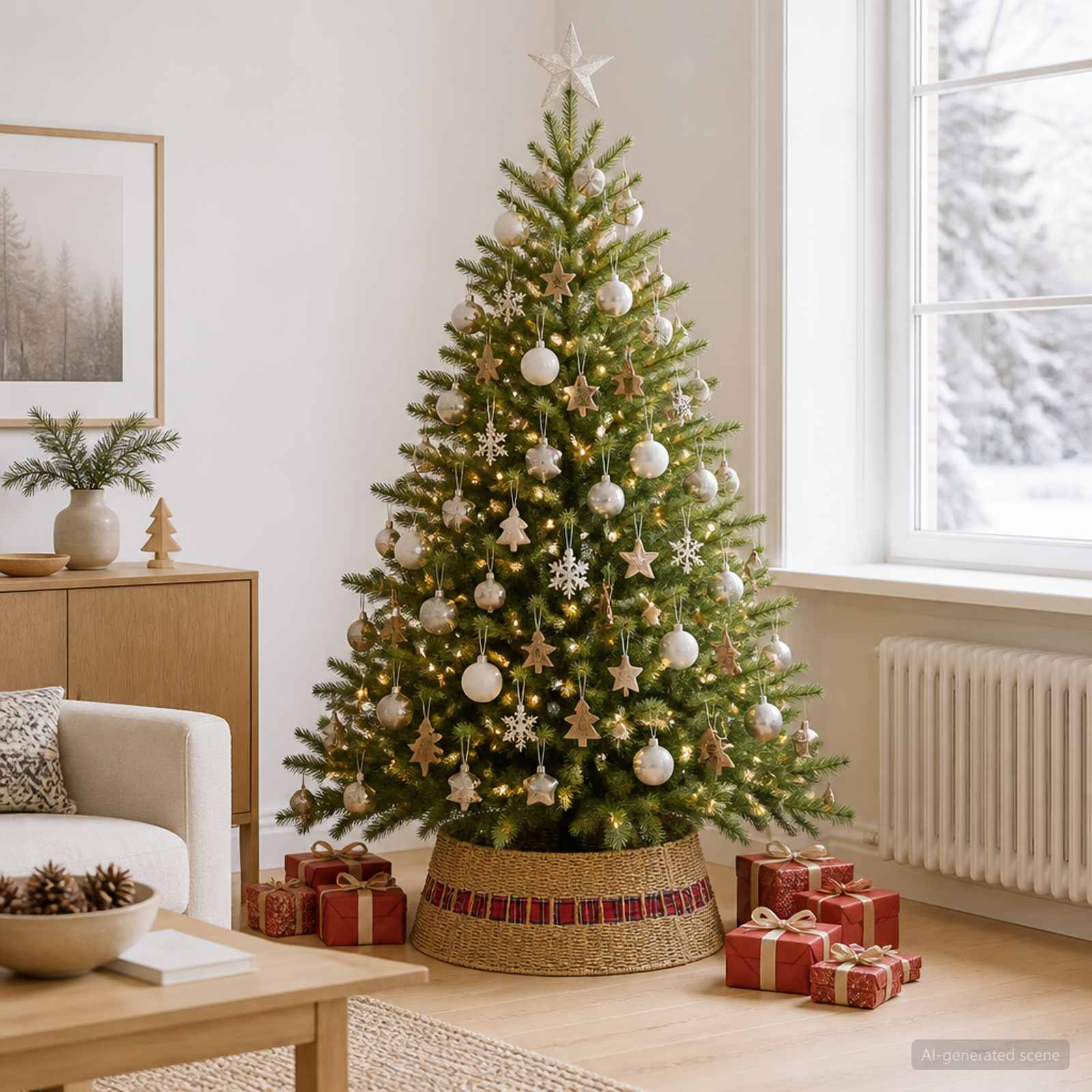 Christmas Tree Collar Round Natural Dia. 60 x 22 cm Seagrass