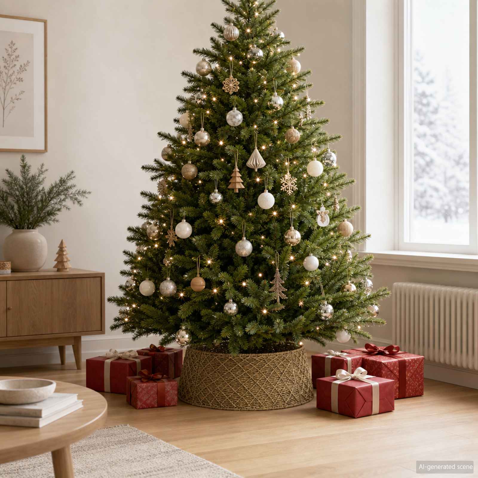 Christmas Tree Collar Round Natural Dia. 75 x 25 cm Seagrass