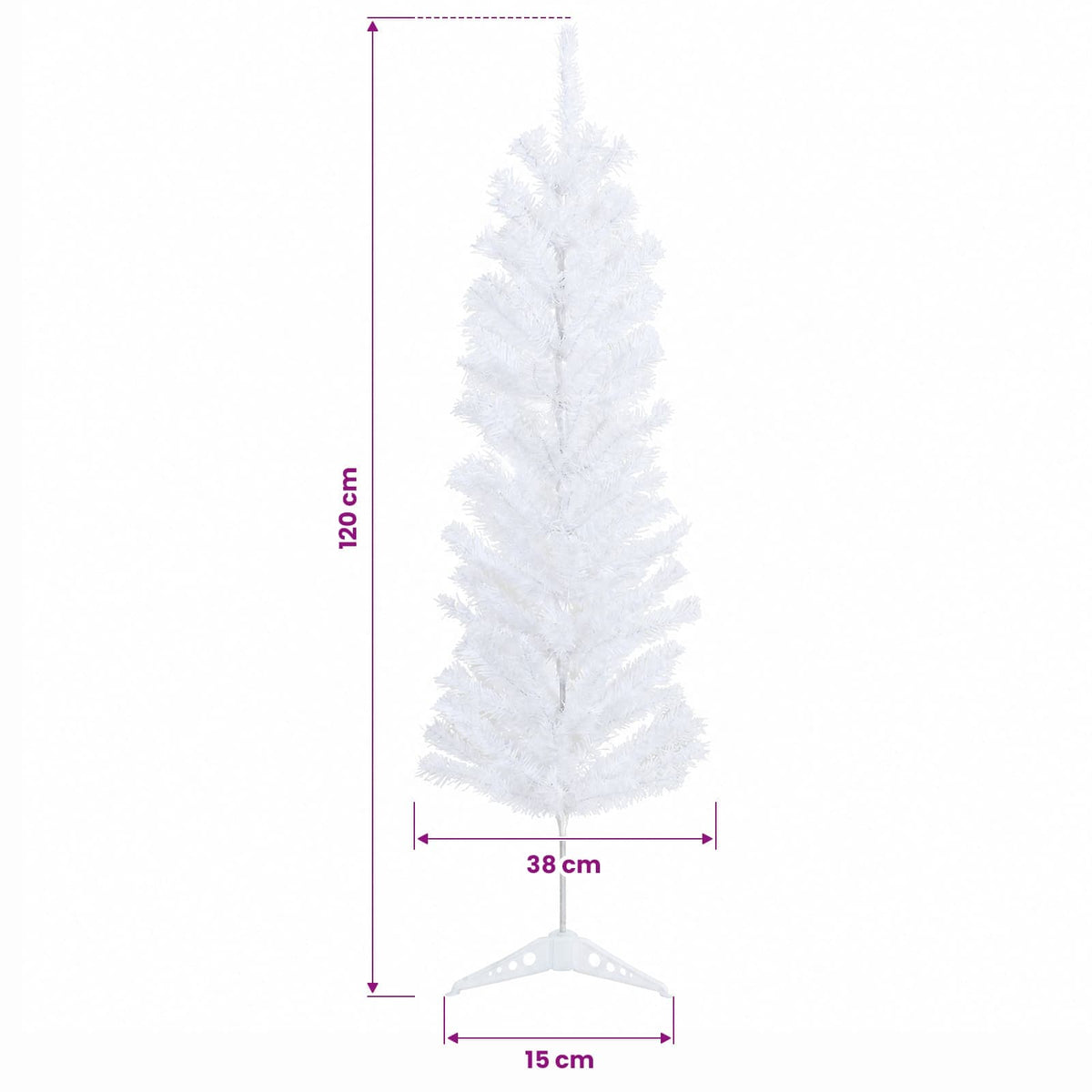 Artificial Slim Christmas Tree 120 cm 150 LEDs Warm White