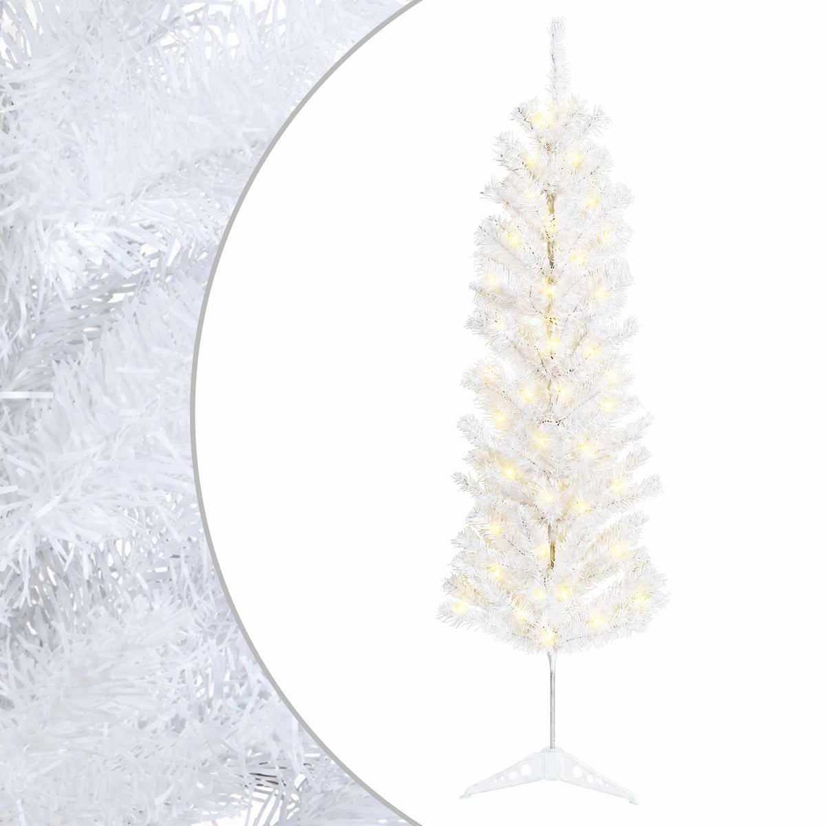 Artificial Slim Christmas Tree 150 cm 150 LEDs Warm White