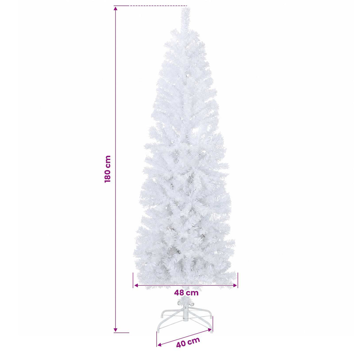 Artificial Slim Christmas Tree 180 cm 300 LEDs Warm White