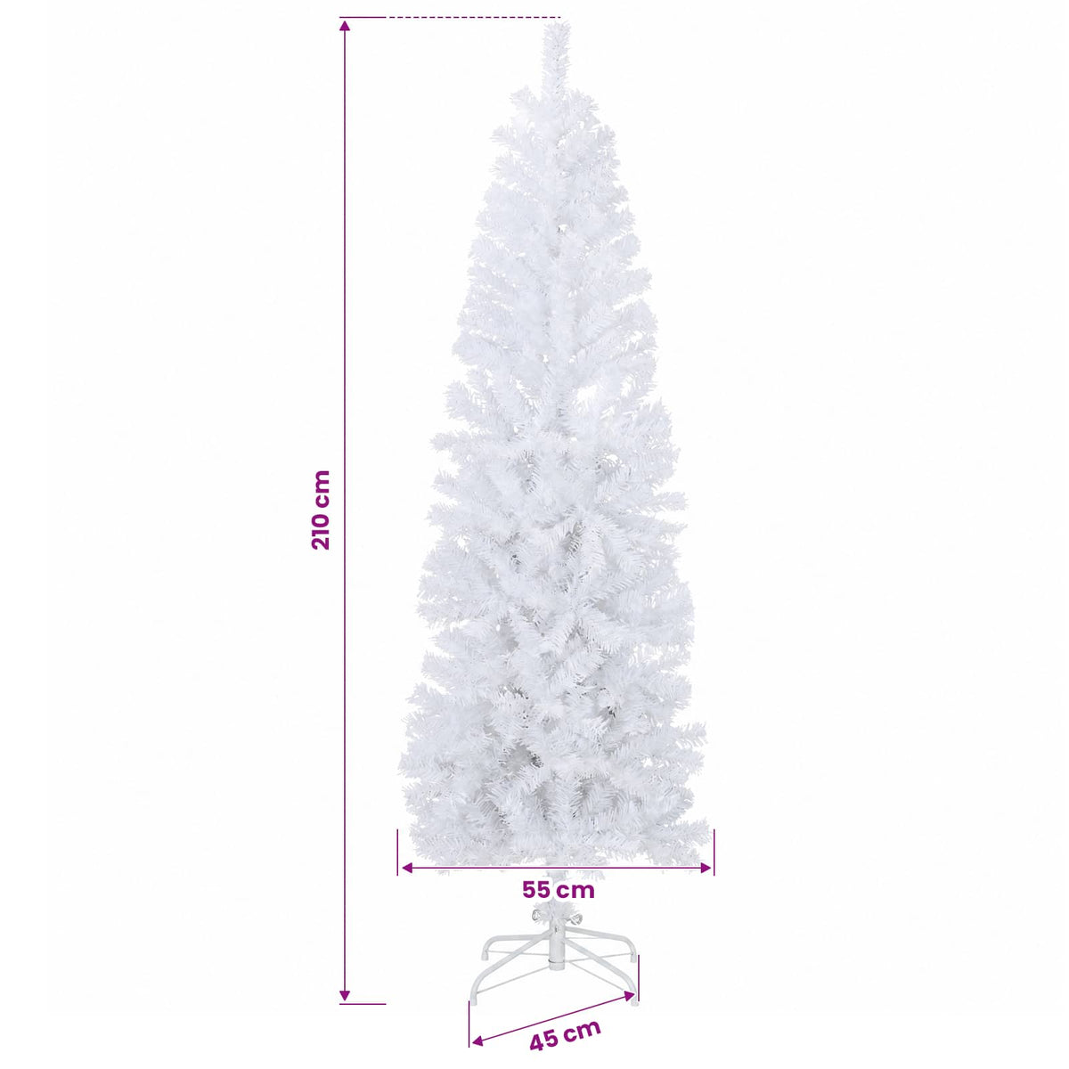 Artificial Slim Christmas Tree 210 cm 300 LEDs Warm White