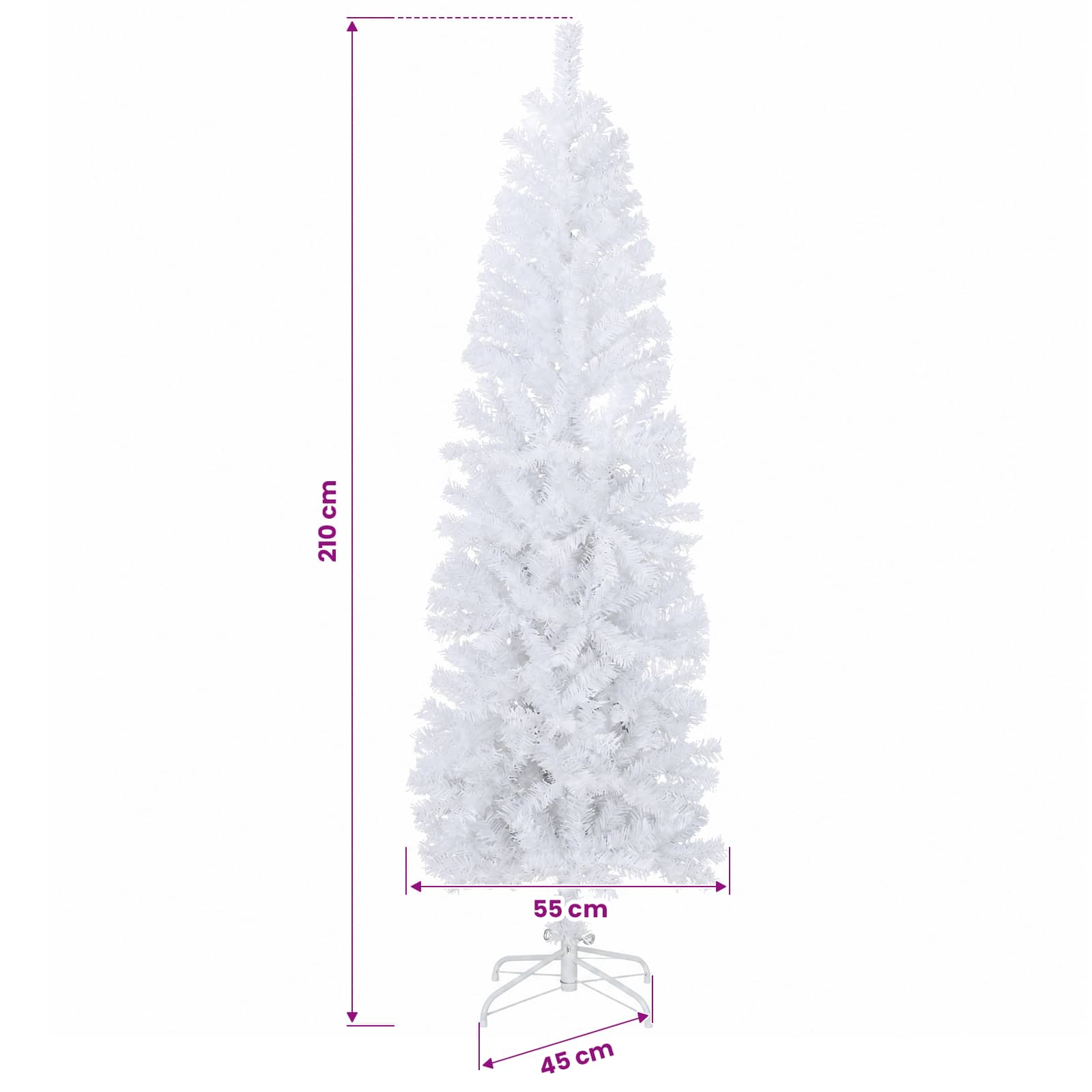Artificial Slim Christmas Tree 210 cm 300 LEDs Warm White